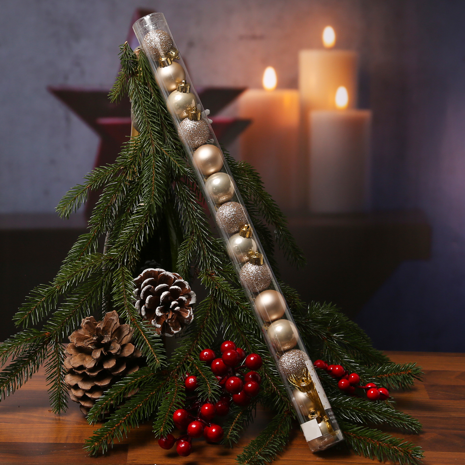 Christbaumkugel - Weihnachtskugel - bruchfest - D: 3cm - glänzend matt glitzernd - creme - 14er Set Christbaumkugel - Weihnachtskugel - bruchfest - D: 3cm - glänzend matt glitzernd - creme - 14er Set