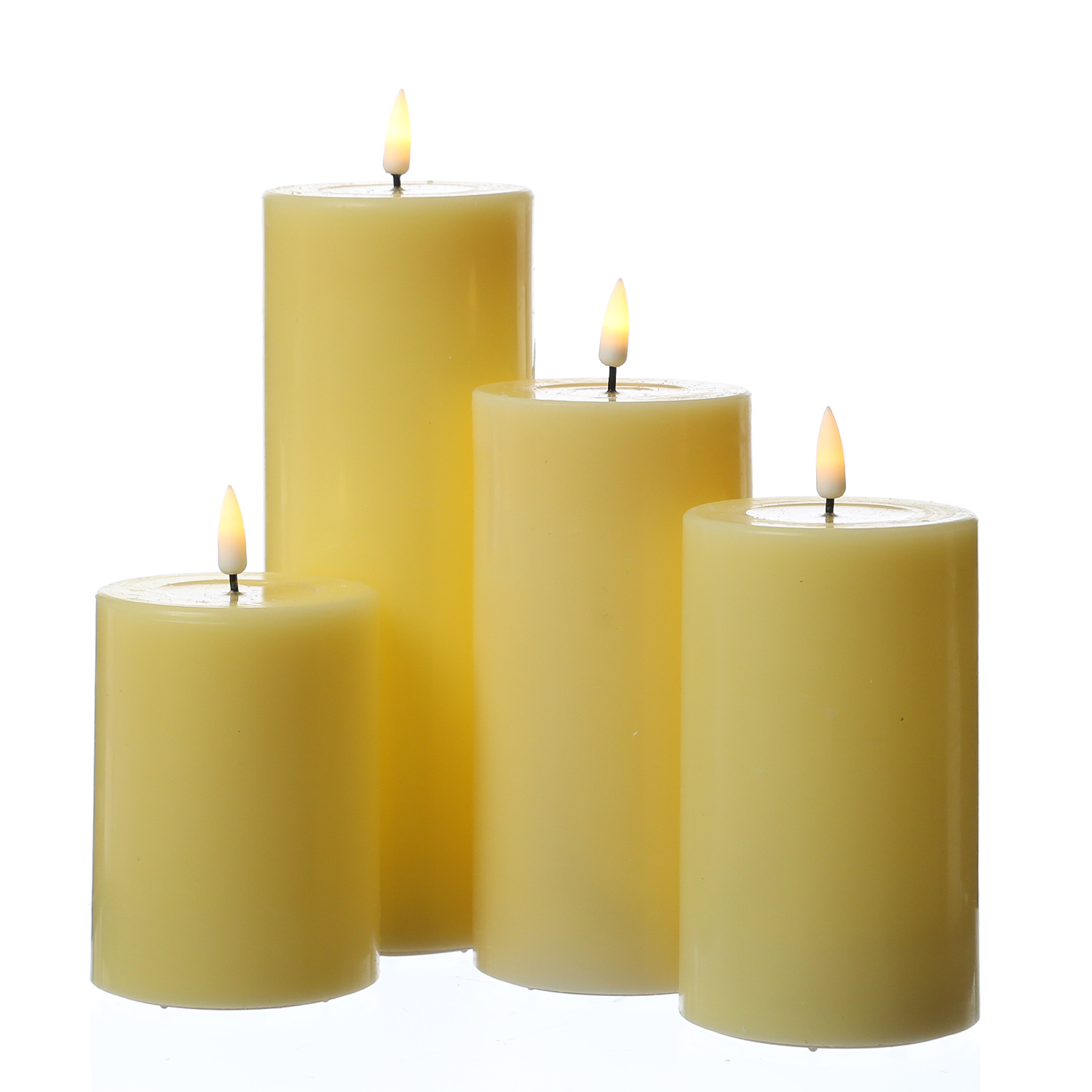 LED Kerzenset MIA - Echtwachs - 4 Größen - inkl. Batterien und Fernbedienung - gelb - 4er Set LED Kerzenset MIA - Echtwachs - 4 Größen - inkl. Batterien und Fernbedienung - gelb - 4er Set