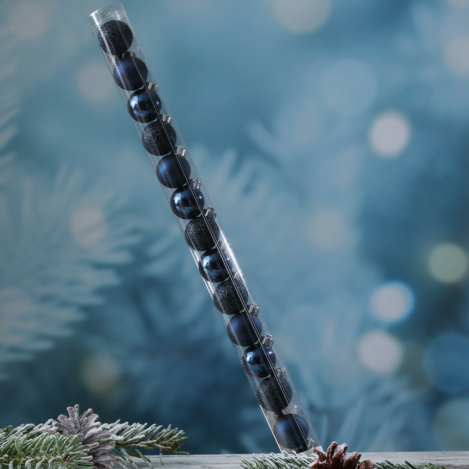 Christbaumkugel - Weihnachtskugel - bruchfest - D:3cm - glänzend matt glitzernd - dunkelblau - 14Stk