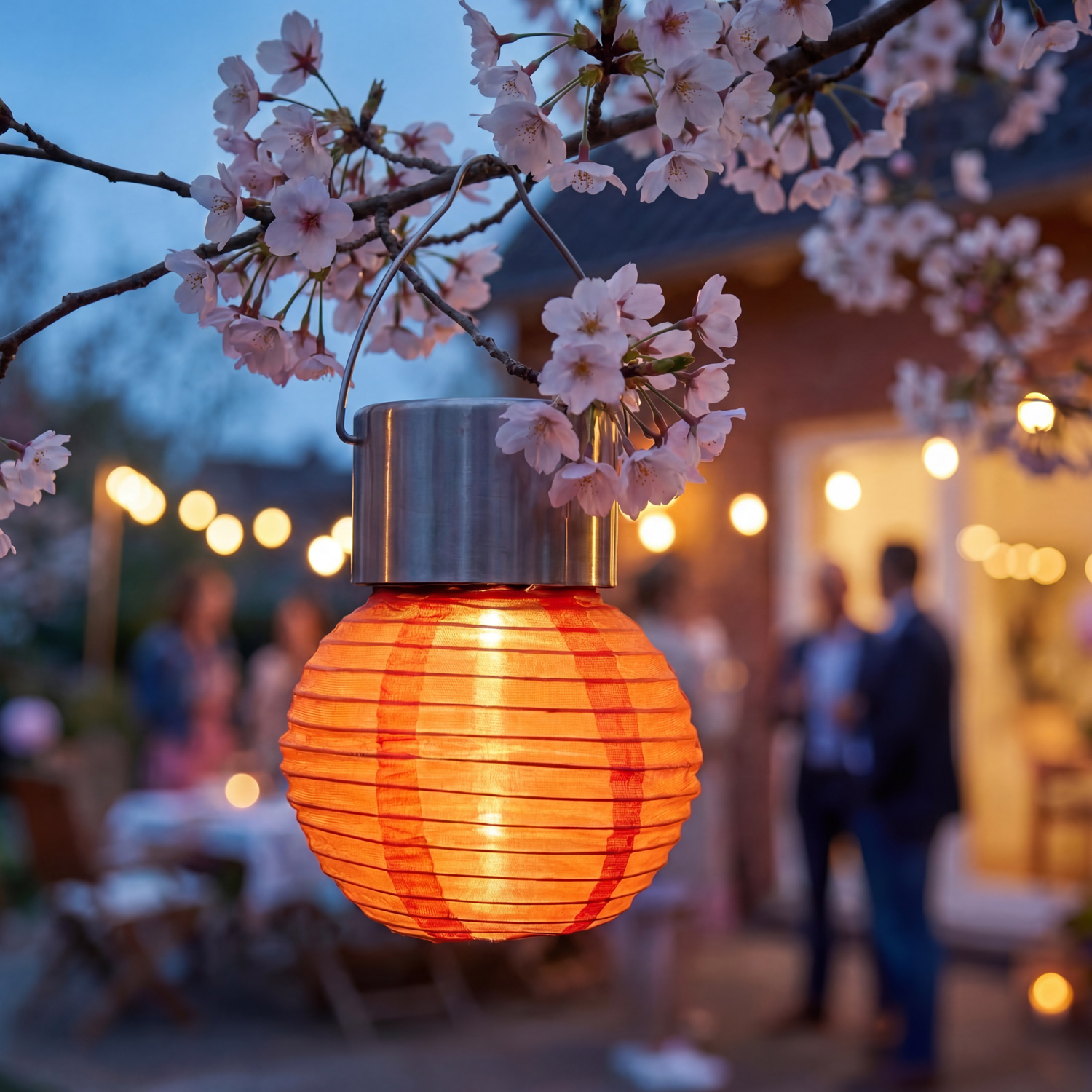 LED Solar Mini Lampions - kaltweiße LED - H: 9,5cm - D: 7cm - Lichtsensor - orange - 4er Set