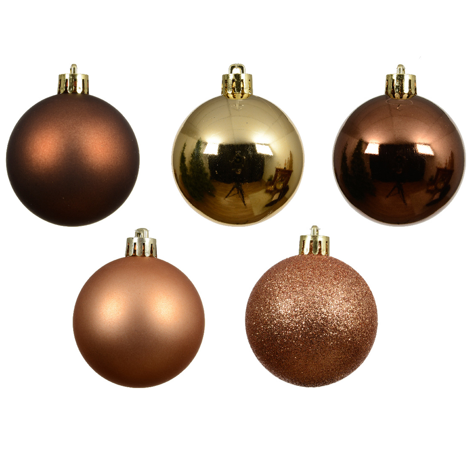 Christbaumkugeln - Weihnachtskugeln - bruchfest - D: 6cm - glänzend/matt - braun, gold - 30St.