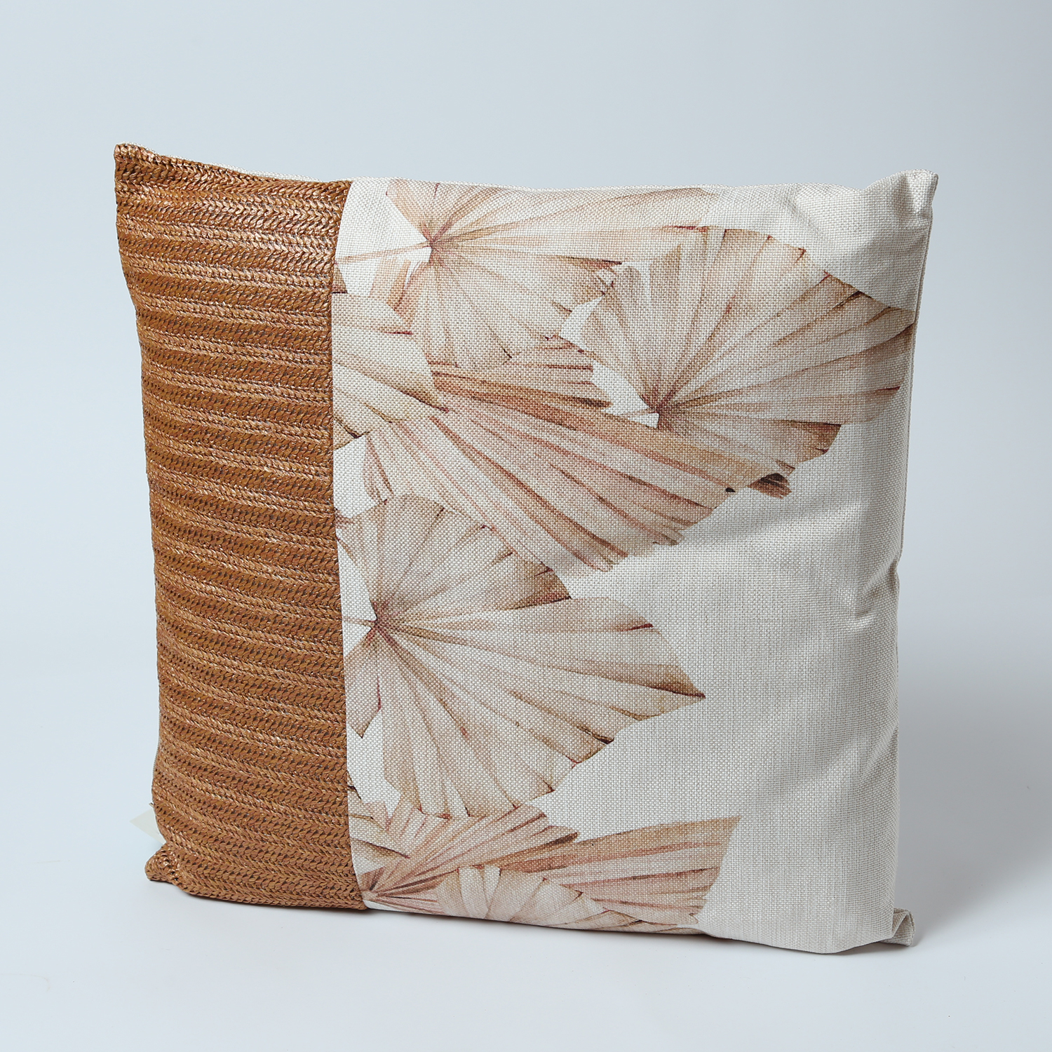 Garten Kissen - Blätter - Polyester - wasserabweisend - L: 44cm - Außen - beige, rosa, braun