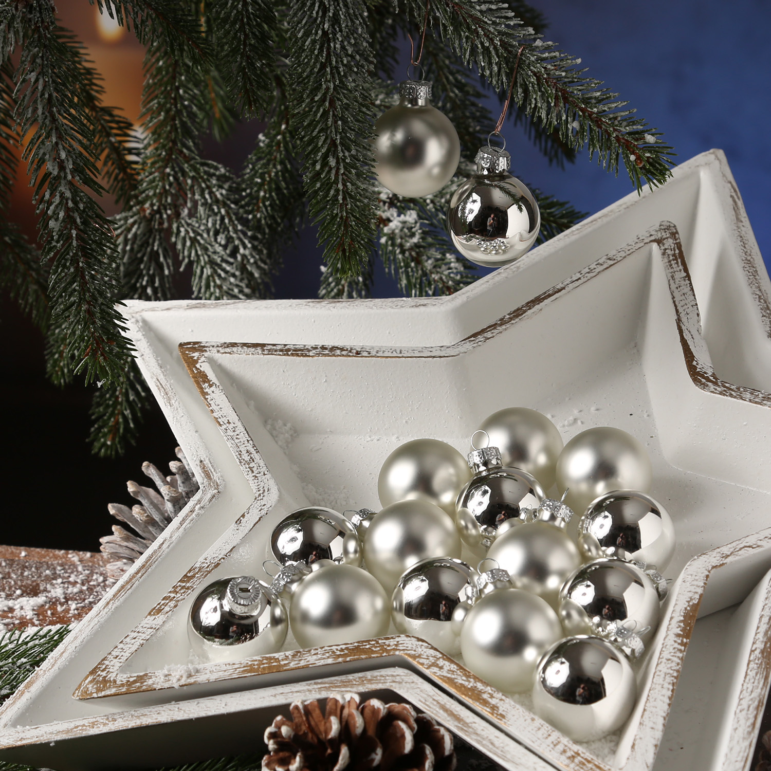 Christbaumkugel - Glas - D: 3,5cm - glänzend und matt - silber - 16er Set Christbaumkugel - Glas - D: 3,5cm - glänzend und matt - silber - 16er Set