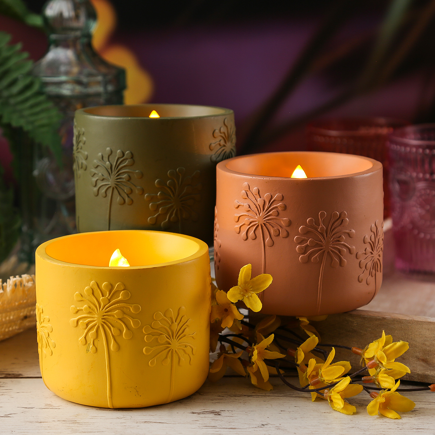 LED Solar Windlicht PUSTEBLUME - flackernde Flamme - Lichtsensor - H: 8cm - für Außen - terracotta LED Solar Windlicht PUSTEBLUME - flackernde Flamme - Lichtsensor - H: 8cm - für Außen - terracotta