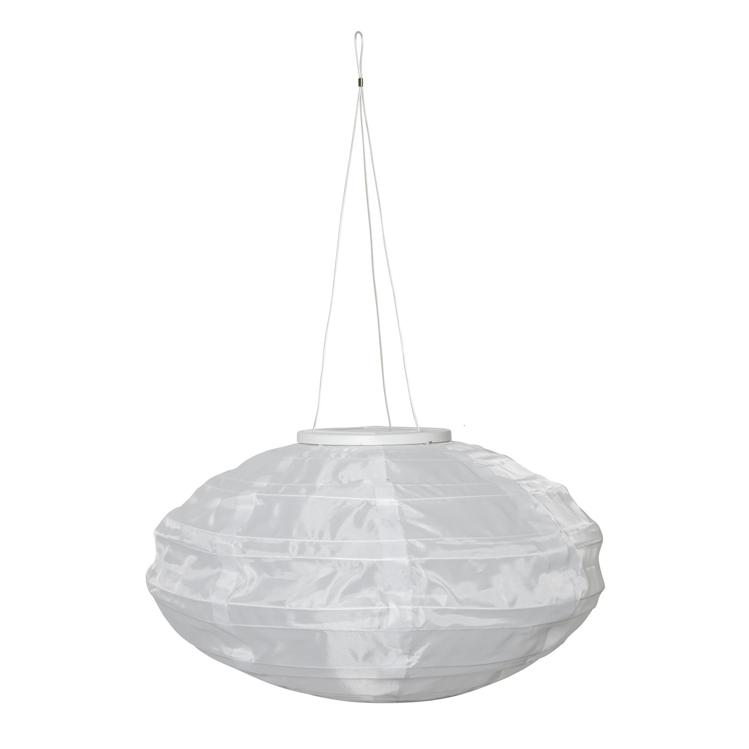 LED Solar Lampion oval - warmweiße LED - H: 19cm - D: 35cm - Lichtsensor - weiß