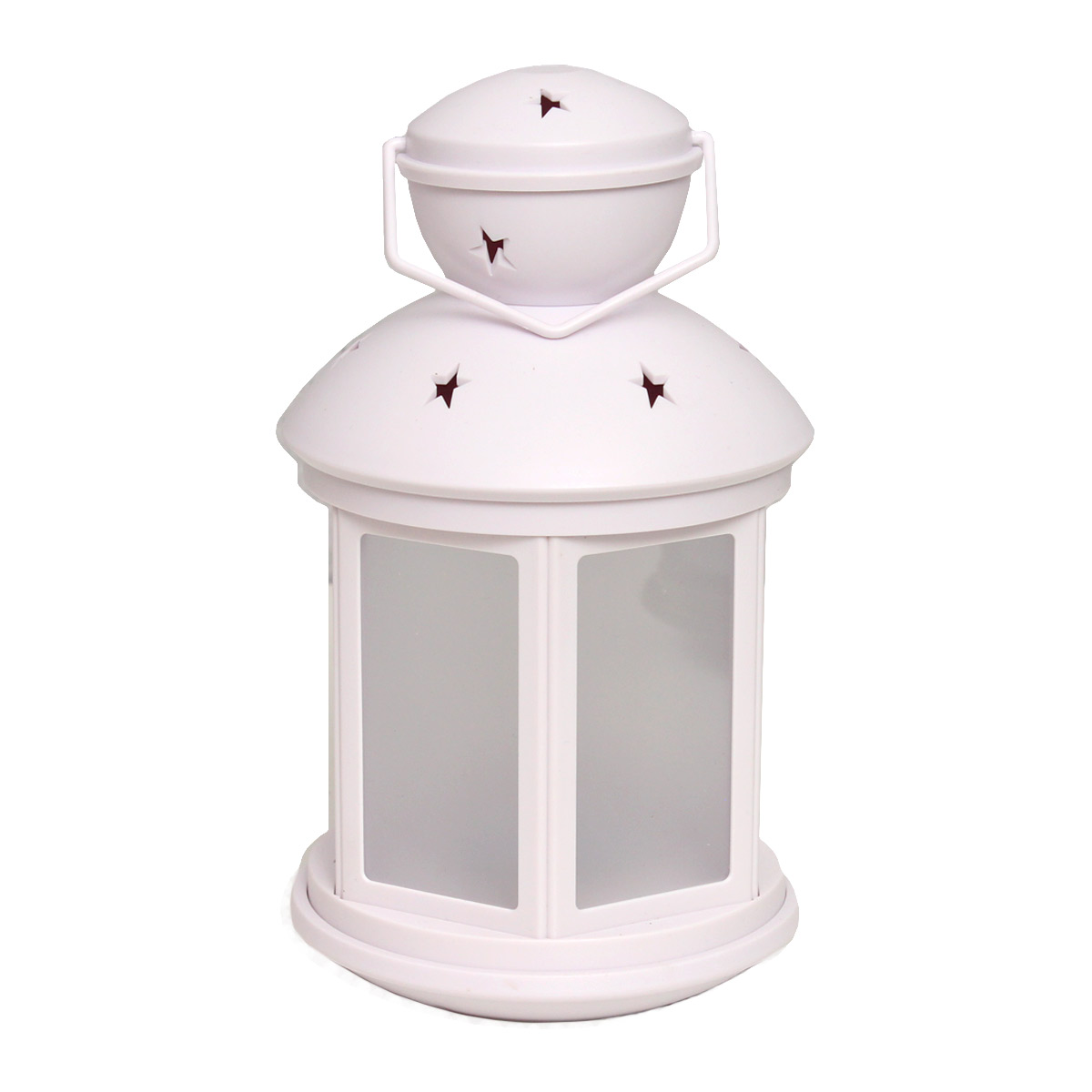 LED Laterne - weiße Sternenmuster - bewegt/Dauerleuchten - H: 22cm - Batteriebetrieb - weiß LED Laterne - weiße Sternenmuster - bewegt/Dauerleuchten - H: 22cm - Batteriebetrieb - weiß