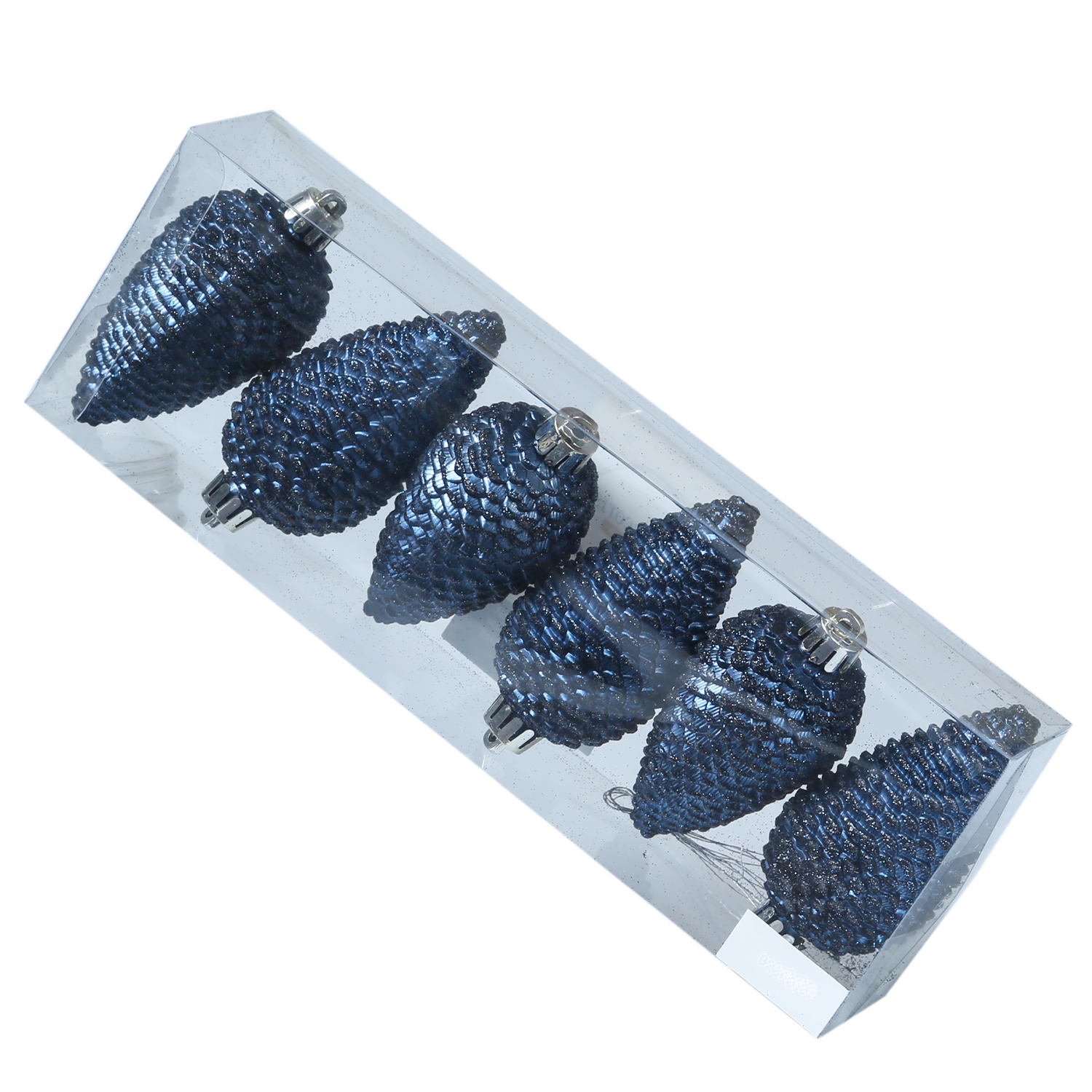 Christbaumschmuck ZAPFEN - Weihnachtsschmuck - bruchfest - glitzernd - H: 8cm - dunkelblau - 6er Set Christbaumschmuck ZAPFEN - Weihnachtsschmuck - bruchfest - glitzernd - H: 8cm - dunkelblau - 6er Set