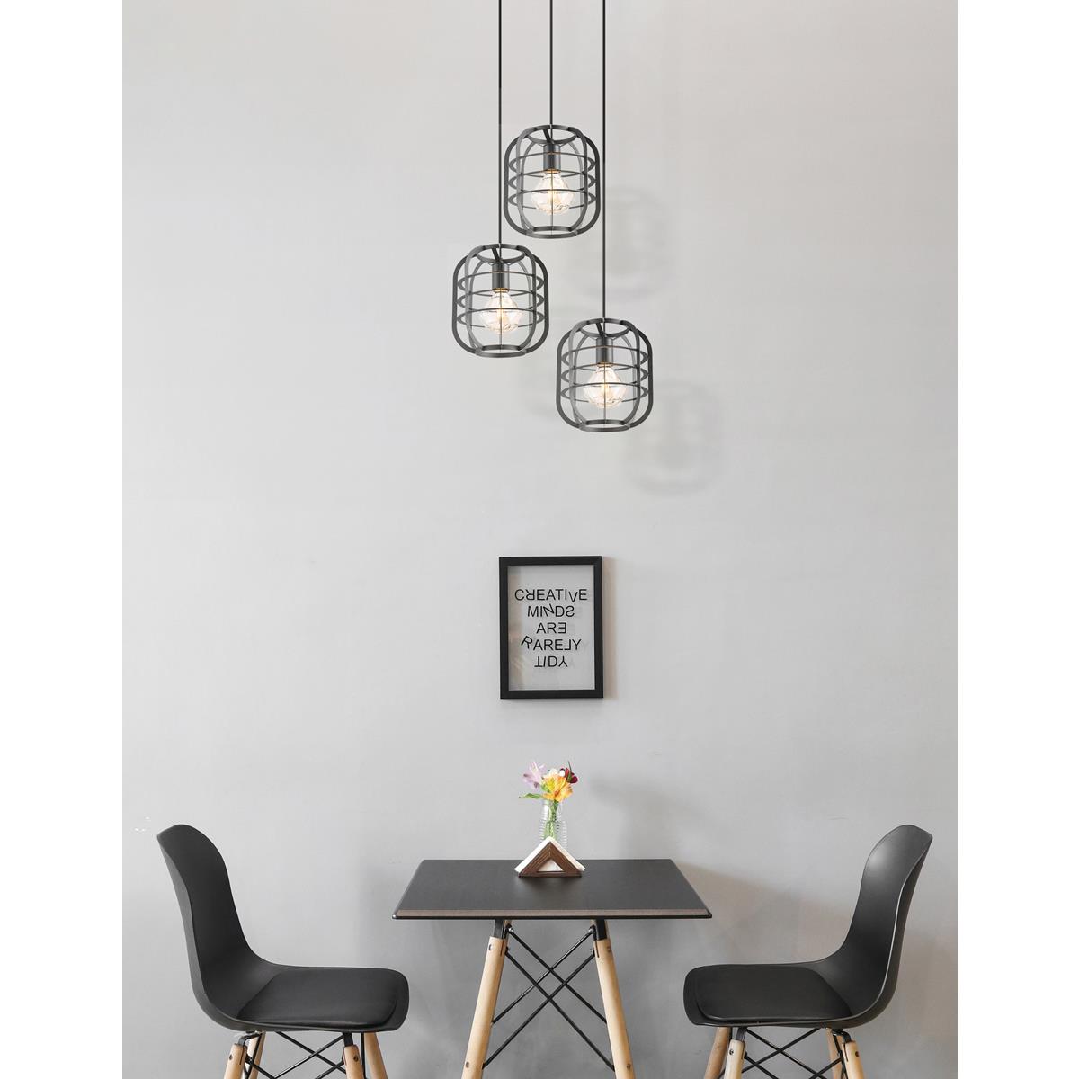 Pendelleuchte NERO 3fach - 3 x E27 - schwarz - Industrie-Design