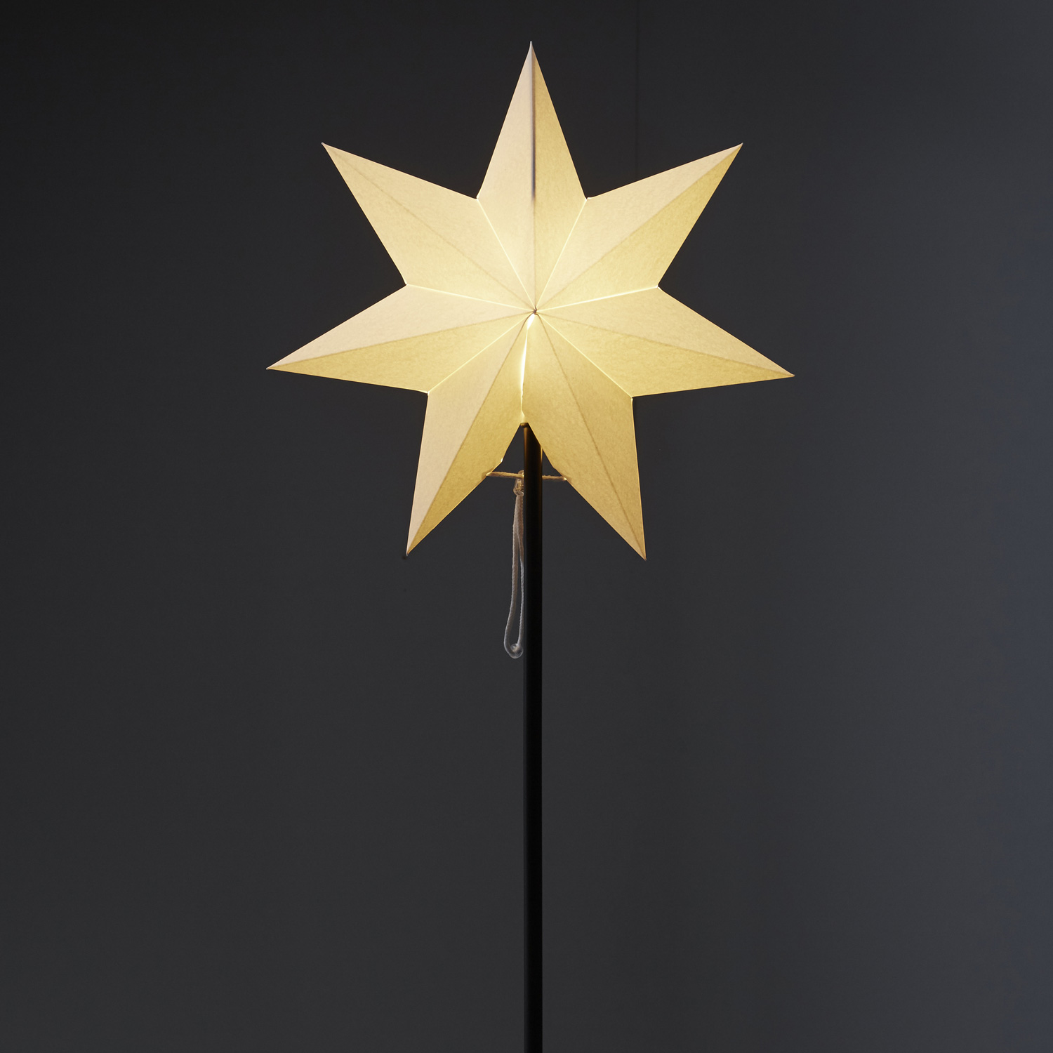 Papierstern "Frozen" - stehend - 7-zackig - D: 35cm, H: 85cm - E14 Fassung - inkl. Kabel - weiß Papierstern "Frozen" - stehend - 7-zackig - D: 35cm, H: 85cm - E14 Fassung - inkl. Kabel - weiß