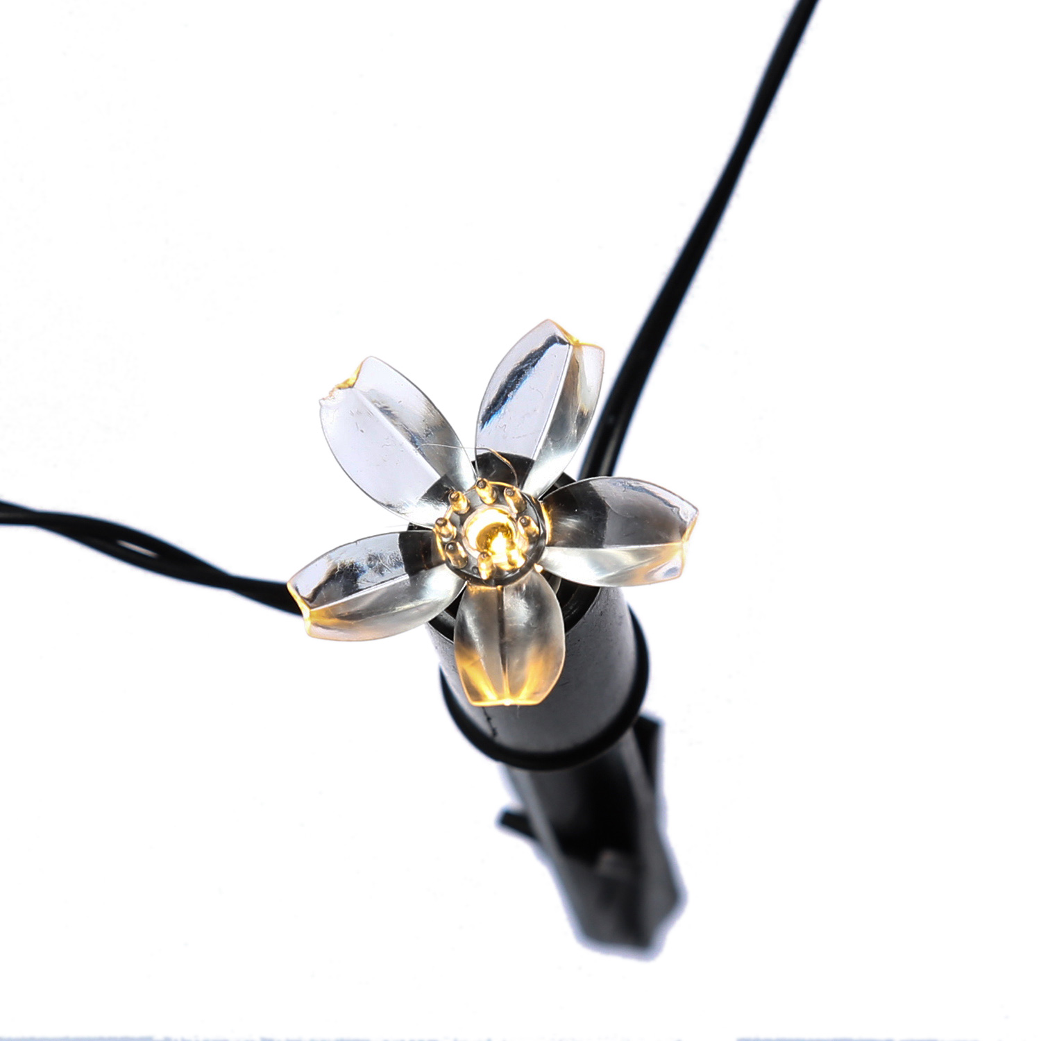 LED Solar Lichterkette Blüten - 5 warmweiße LED - L: 1,2m - H: 17cm - Lichtsensor - für Außen LED Solar Lichterkette Blüten - 5 warmweiße LED - L: 1,2m - H: 17cm - Lichtsensor - für Außen