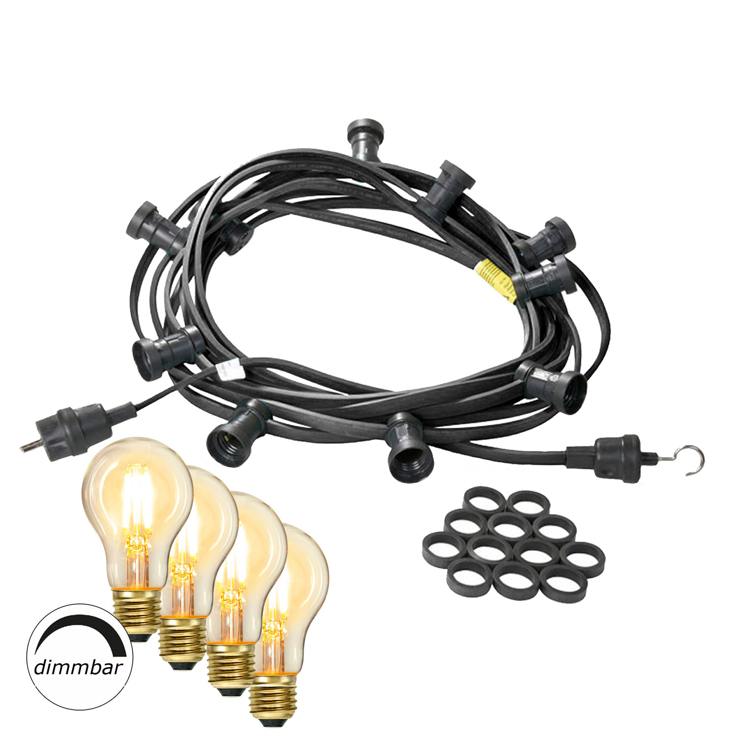 Illu-/Partylichterkette 10m - Außenlichterkette schwarz Made in Germany 20x dimmbares Leuchtmittel Illu-/Partylichterkette 10m - Außenlichterkette schwarz Made in Germany 20x dimmbares Leuchtmittel