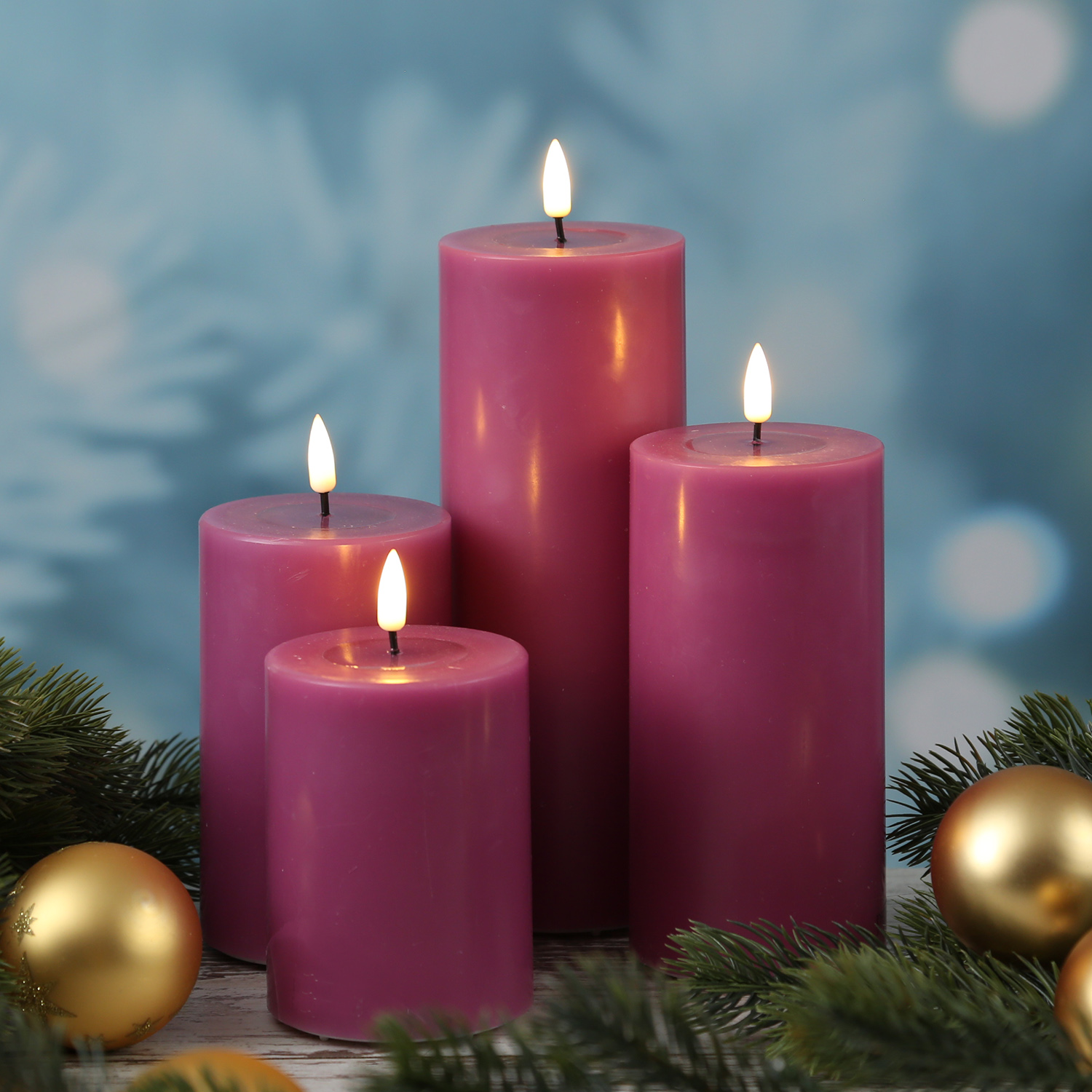 LED Stumpenkerze MIA - Echtwachs - realistische 3D Flamme - H: 12,5cm - D: 7,5cm - malve LED Stumpenkerze MIA - Echtwachs - realistische 3D Flamme - H: 12,5cm - D: 7,5cm - malve