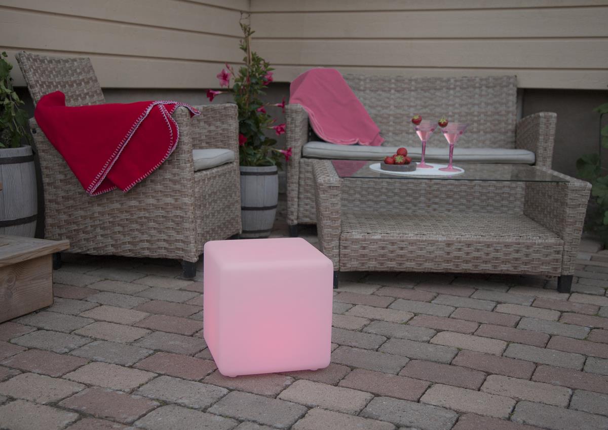 LED-Würfel "Twilights" - 28cm - RGB Wechsel/feste Farbe - Fernbedienung - Aufladbar - IP44 LED-Würfel "Twilights" - 28cm - RGB Wechsel/feste Farbe - Fernbedienung - Aufladbar - IP44