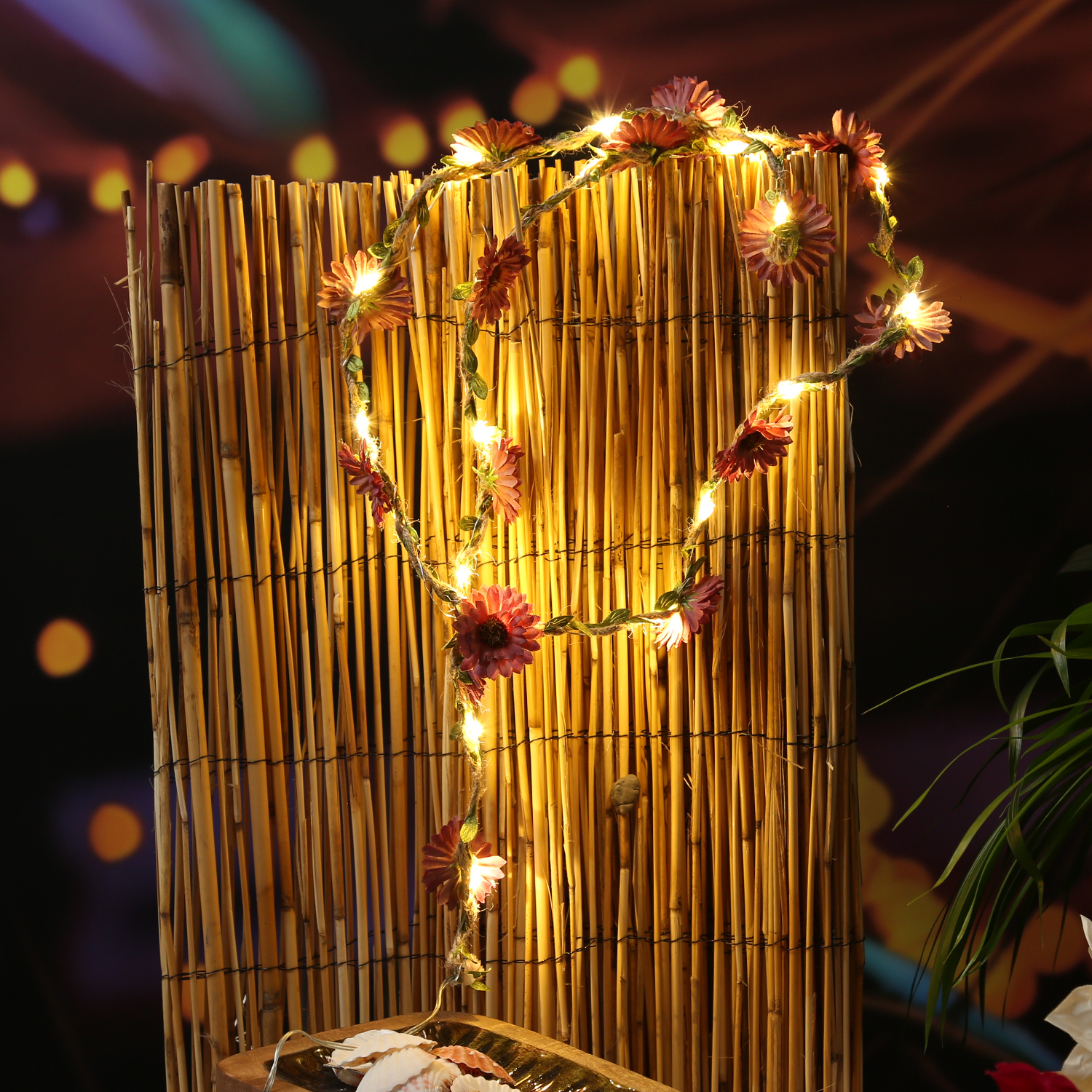 LED Lichterkette Blumen - 20 warmweiße LED - Batterie - Timer - L: 1,45m - für Außen - rot/lila LED Lichterkette Blumen - 20 warmweiße LED - Batterie - Timer - L: 1,45m - für Außen - rot/lila