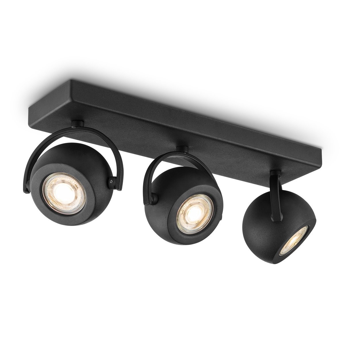 Deckenspot 3fach NOP - Lichtbalken schwarz . 3 x GU10 Leuchtmittel 3000K - dimmbar