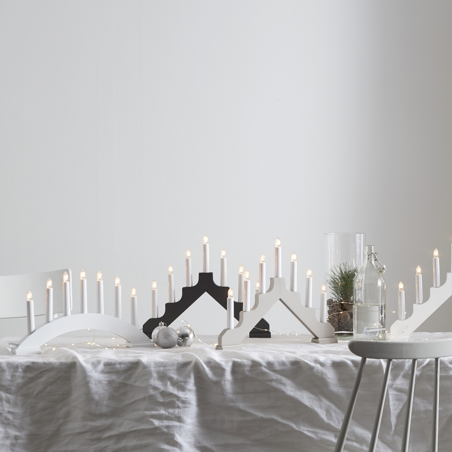 Lichterbogen Bea - 7flammig - warmweiße Birnchen - L: 39cm, H: 22cm - Schalter - weiß