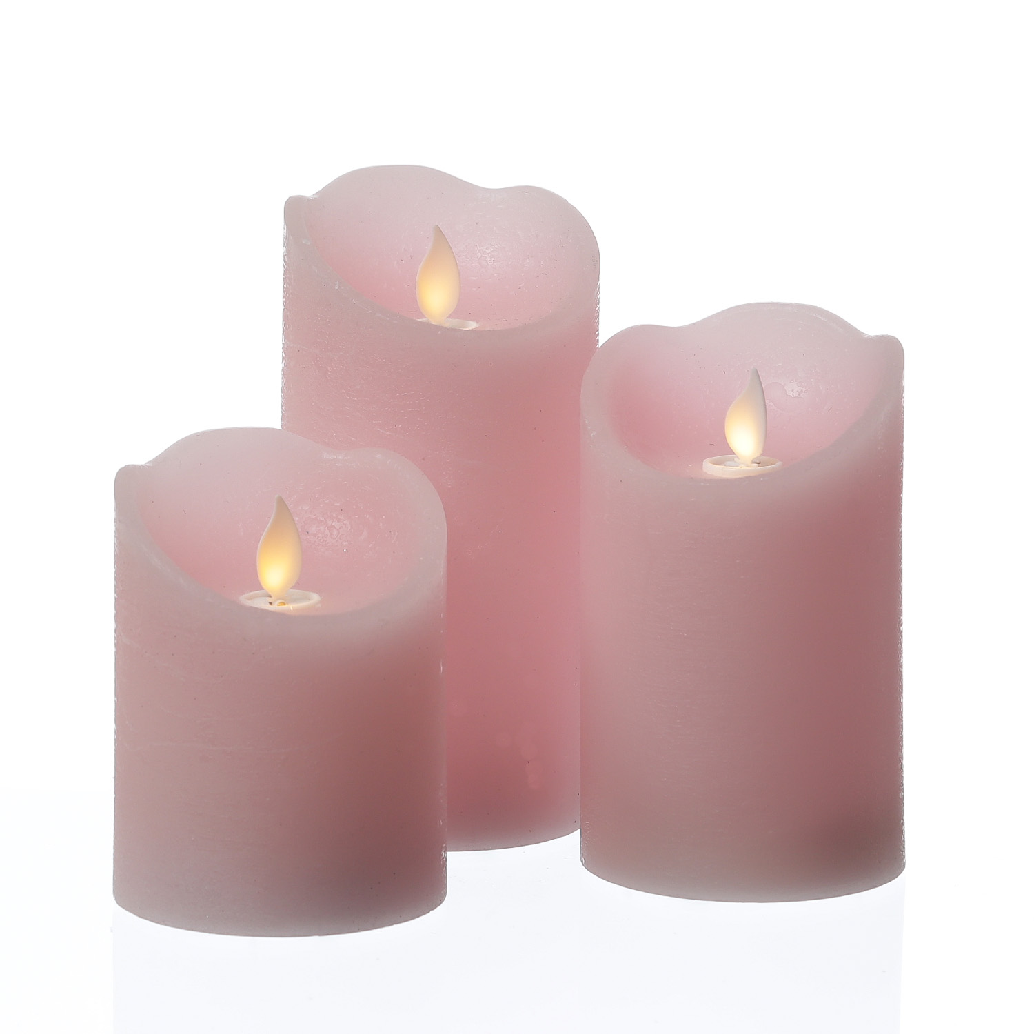 LED Kerze mit beweglicher Flamme - Rustik-Optik - Echtwachs - Timer - H: 15cm - D: 7,5cm - rosa LED Kerze mit beweglicher Flamme - Rustik-Optik - Echtwachs - Timer - H: 15cm - D: 7,5cm - rosa