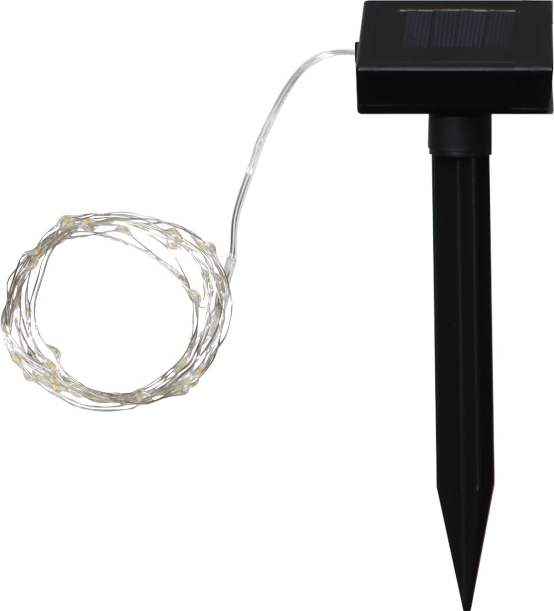 LED-Solar-Lichterkette mit 50 warmweißen LEDs an silbernem Draht - 5m - Dämmerungssensor LED-Solar-Lichterkette mit 50 warmweißen LEDs an silbernem Draht - 5m - Dämmerungssensor