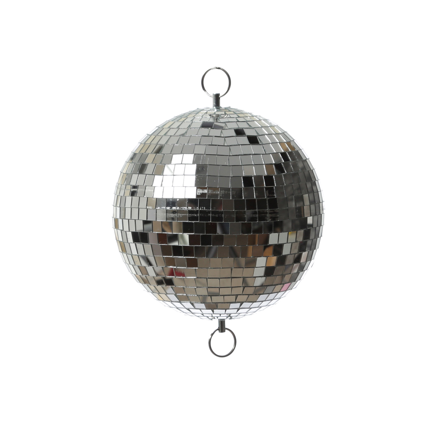 Spiegelkugel 20cm - silber - Discokugel Echtglas - 10x10mm Spiegel - PROMO - Metallöse oben + Unten