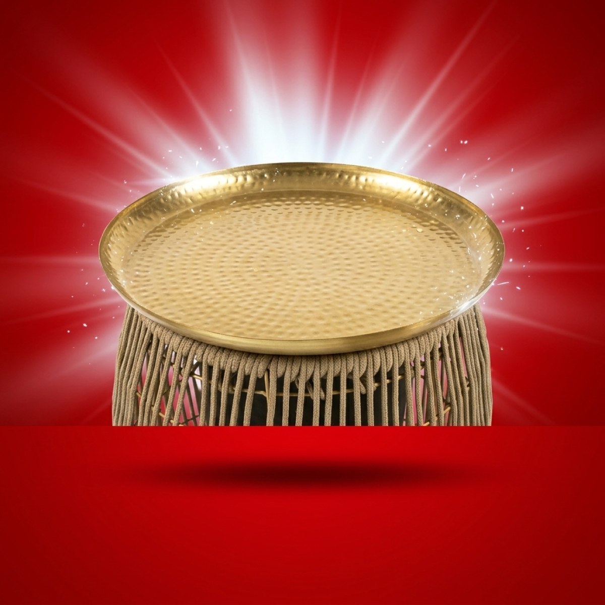 Dekotablett - Dekoteller - gehämmert - zum Stellen oder Aufhängen - mit Magneten - L: 38,5cm - gold