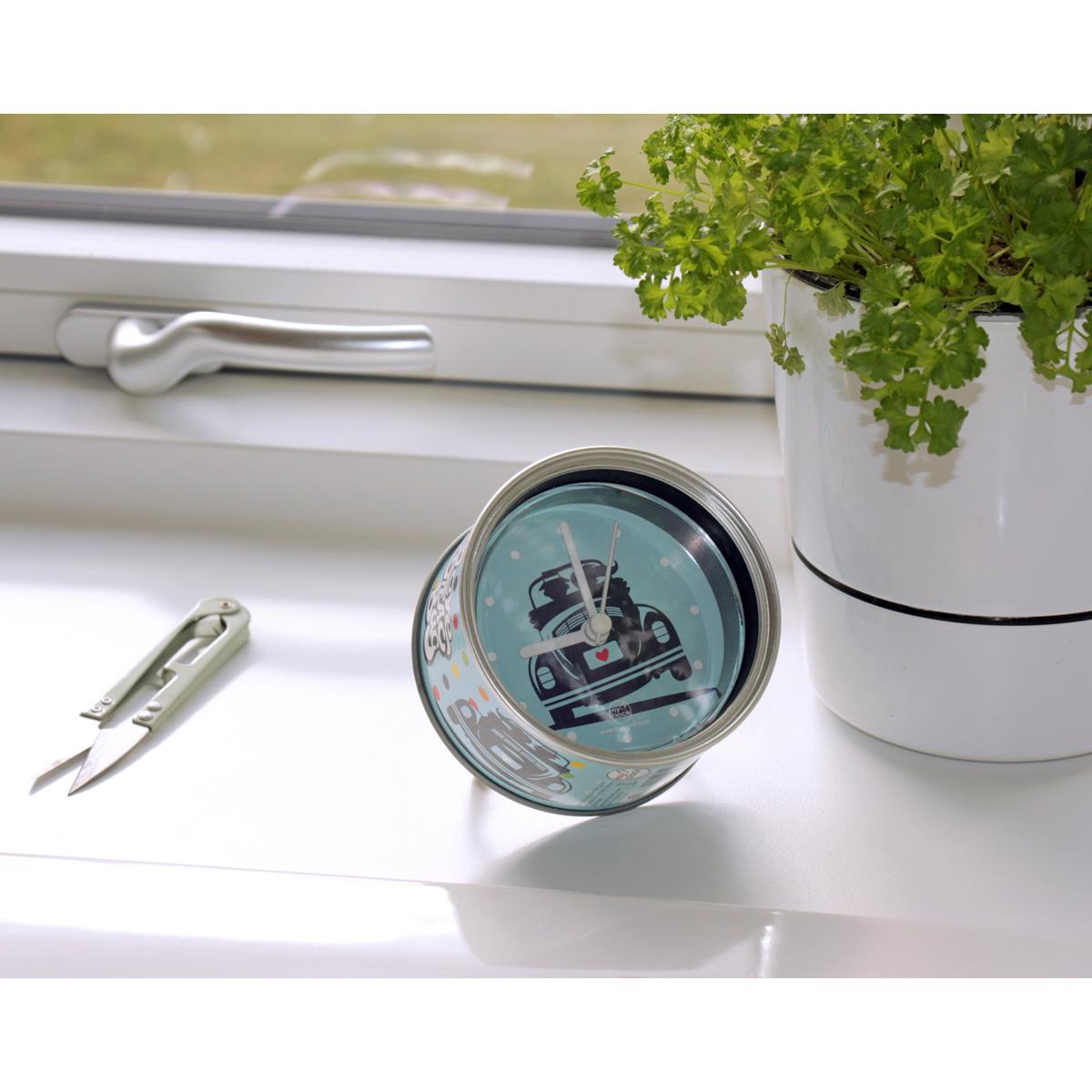 VW Volkswagen MyClock "LOVE THAT BUG" - Uhr in der Konservendose - magnetisch - Blickfang / Geschenk