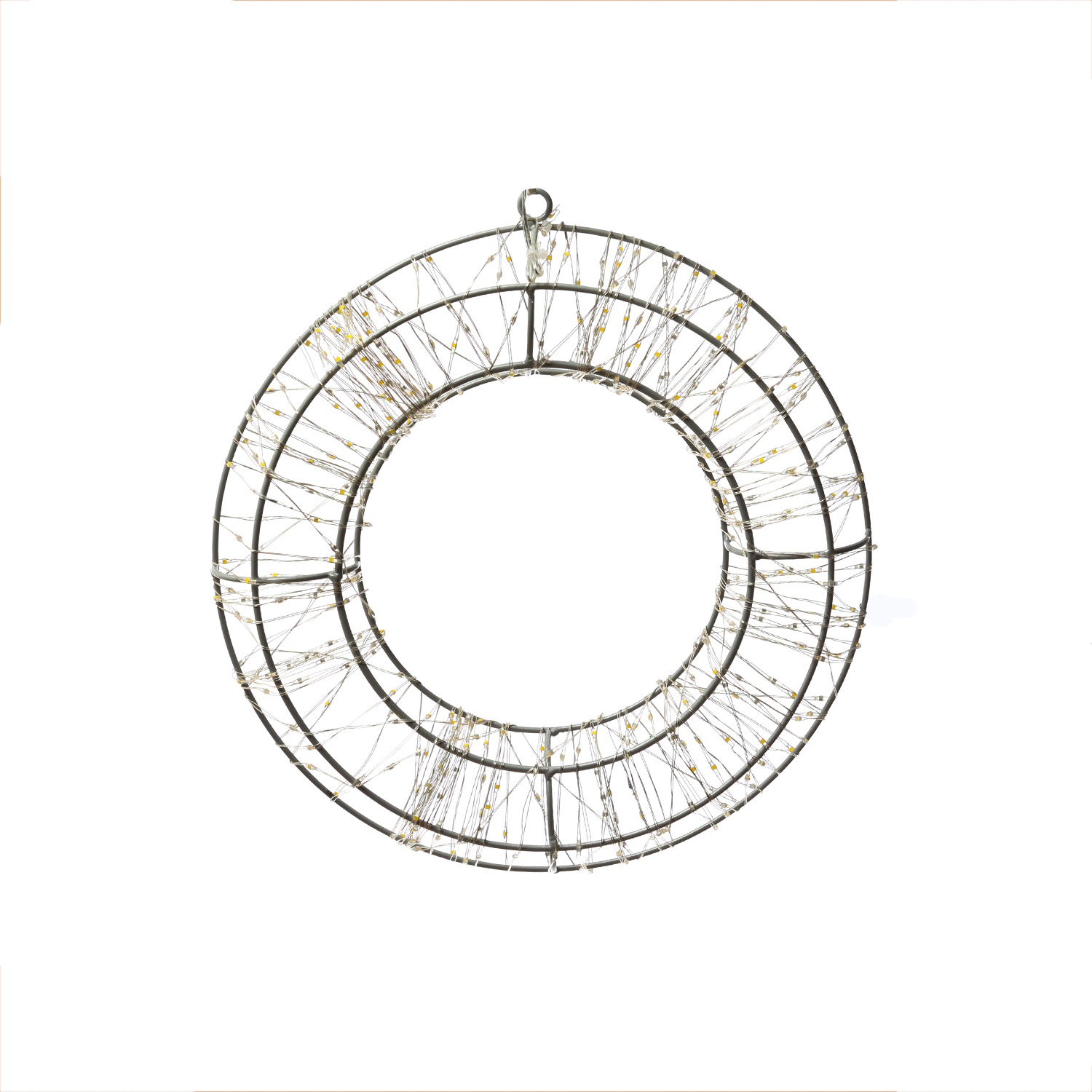 LED Kranz mit Drahtlichterkette - Lichterkranz mit 400 warmweißen LED - D: 28cm - Timer - Außen LED Kranz mit Drahtlichterkette - Lichterkranz mit 400 warmweißen LED - D: 28cm - Timer - Außen