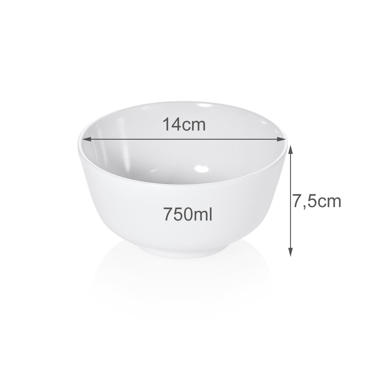 Camping Schale SUMMER - Melamin - D: 14cm - H: 7,5cm - 750ml - weiß