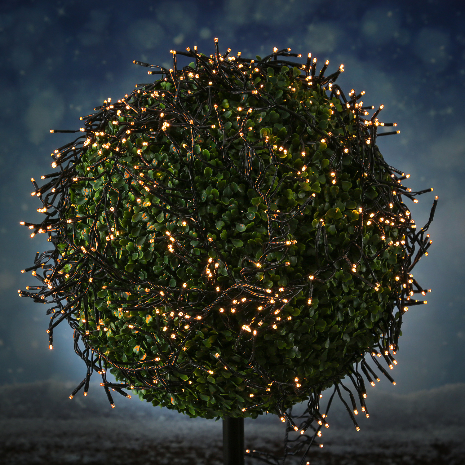 LED Büschellichterkette - Cluster - 768 bernstein LED - L: 7m - 8 Funkt. - Timer - Innen/Außen