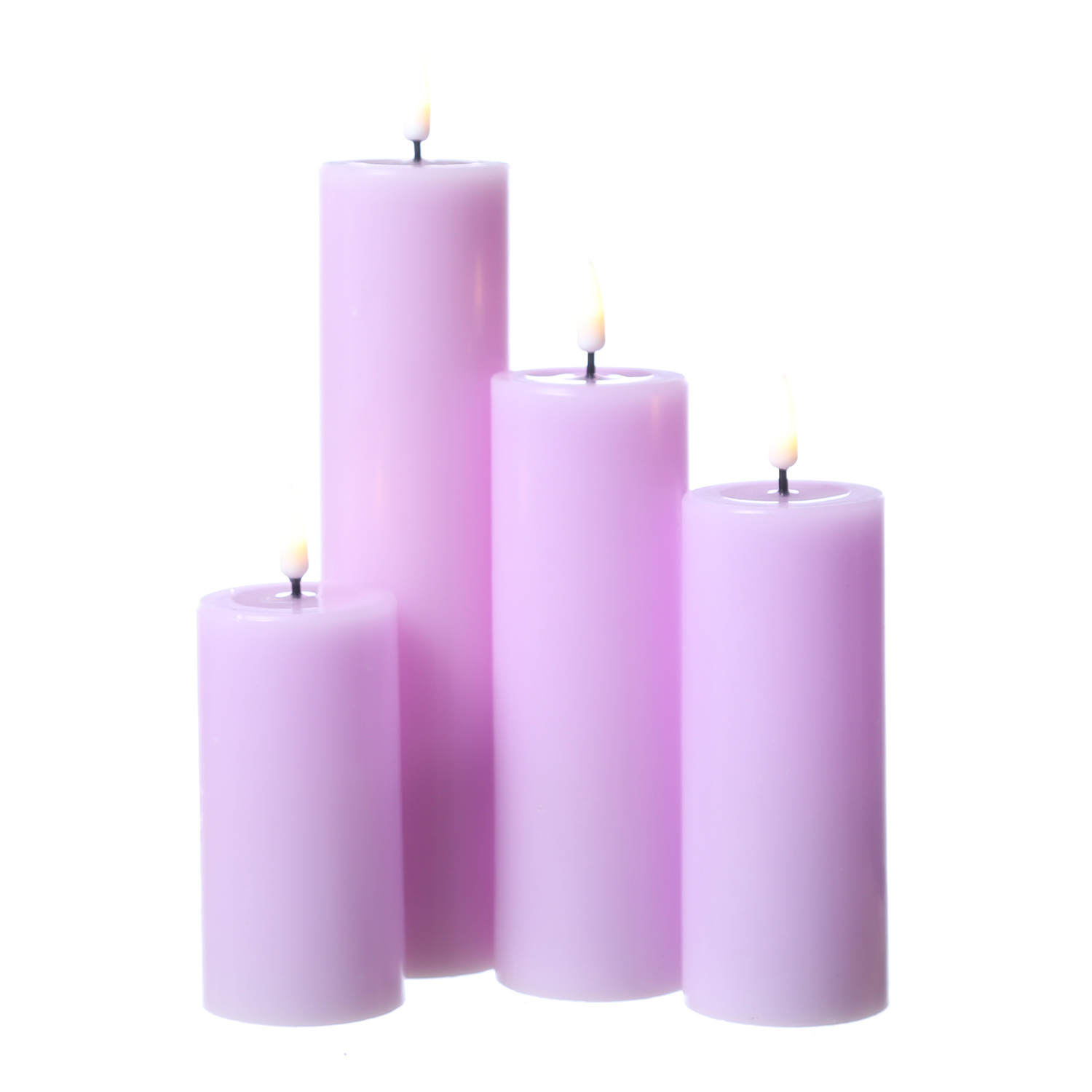 LED Stumpenkerze MIA - Echtwachs - realistische 3D Flamme - H: 12,5cm - D: 5cm - lavendel LED Stumpenkerze MIA - Echtwachs - realistische 3D Flamme - H: 12,5cm - D: 5cm - lavendel