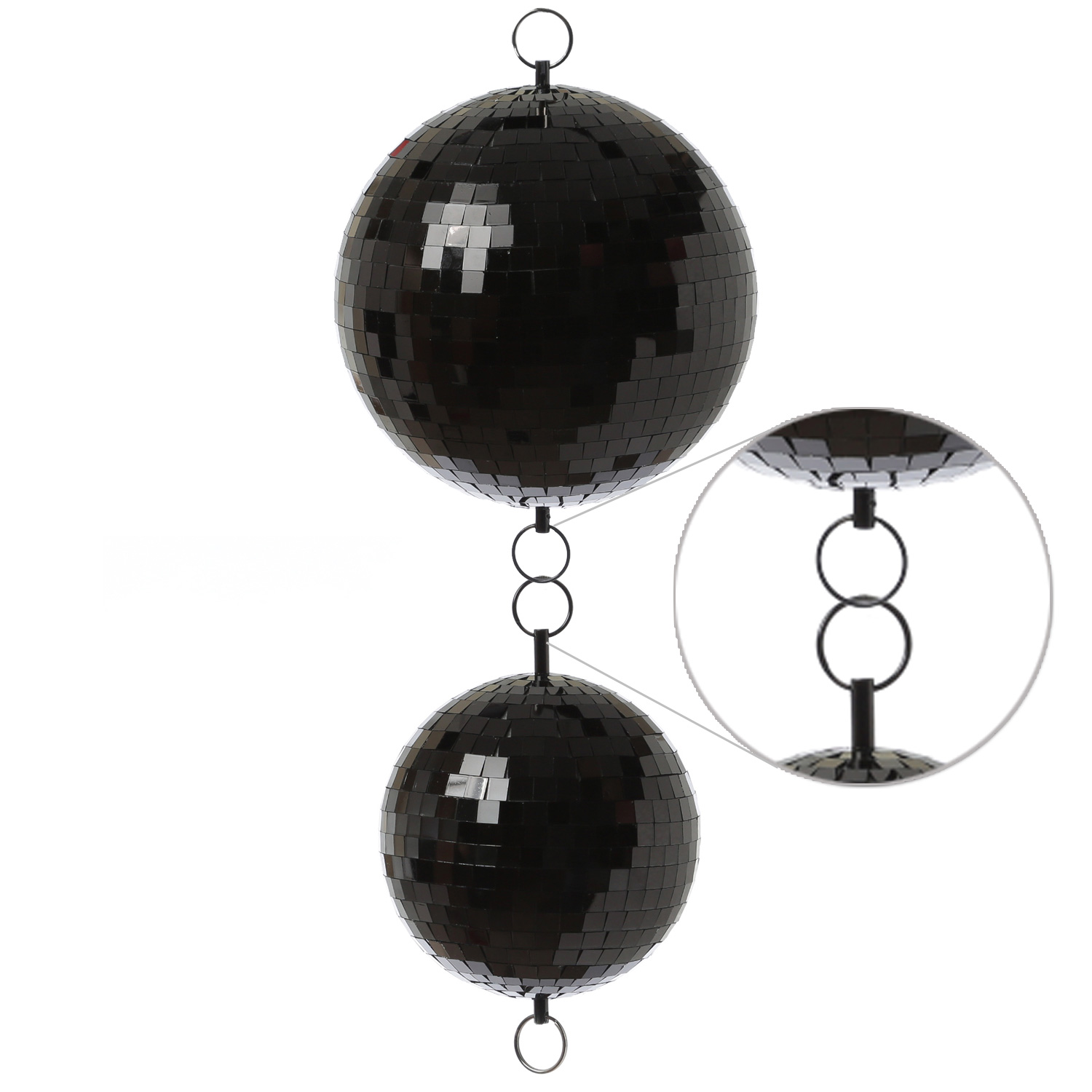 Spiegelkugel 40cm - schwarz - Discokugel Echtglas - 10x10mm Spiegel - PROMO - Metallöse oben + unten
