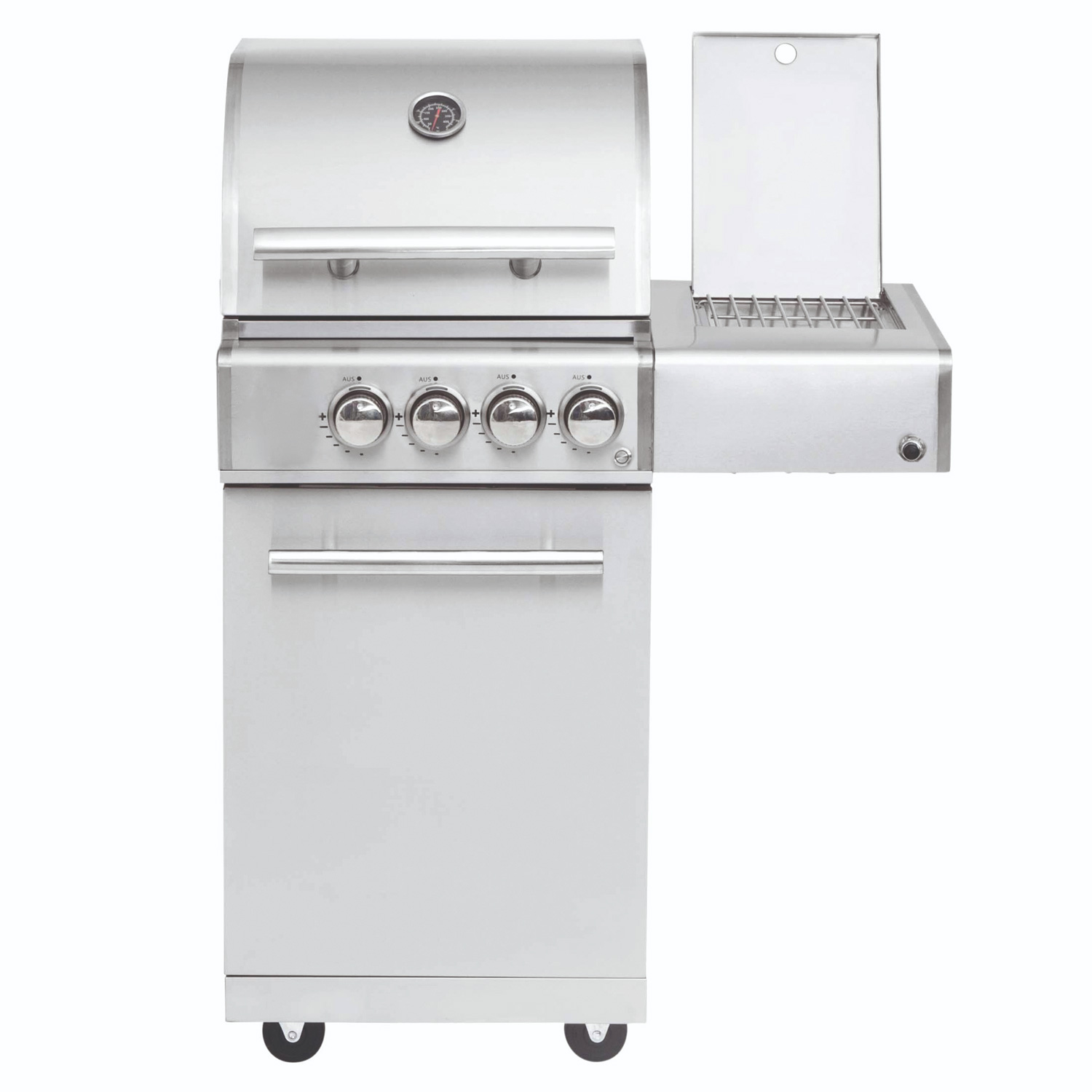CHEF S Paket E - Basis silber, 2 Brenner, Backburner, Seitenkocher, AIR SYSYTEM, BBQ Paket