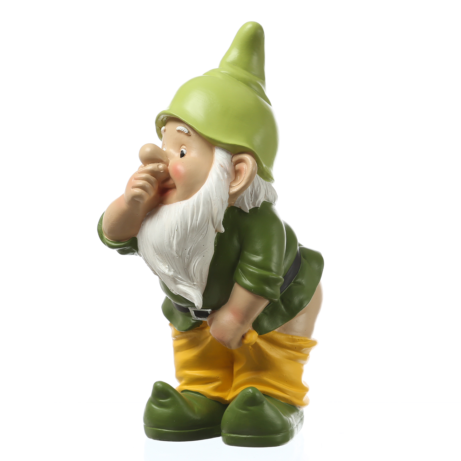 Gartenzwerg Hose Runter mit Marienkäfer - Frecher Zwerg mit nacktem Po  - Polyresin - H: 27cm