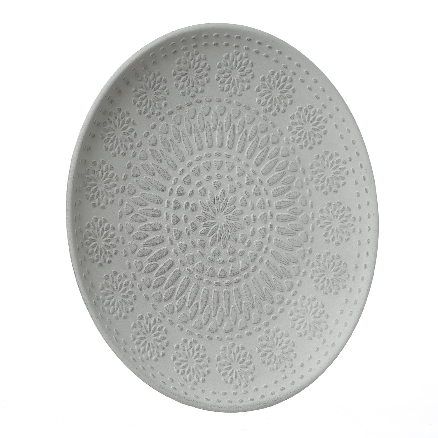 Dekoteller - Dekoschale mit Blumenmuster - MDF Holz - D: 34,5cm - weiß Dekoteller - Dekoschale mit Blumenmuster - MDF Holz - D: 34,5cm - weiß