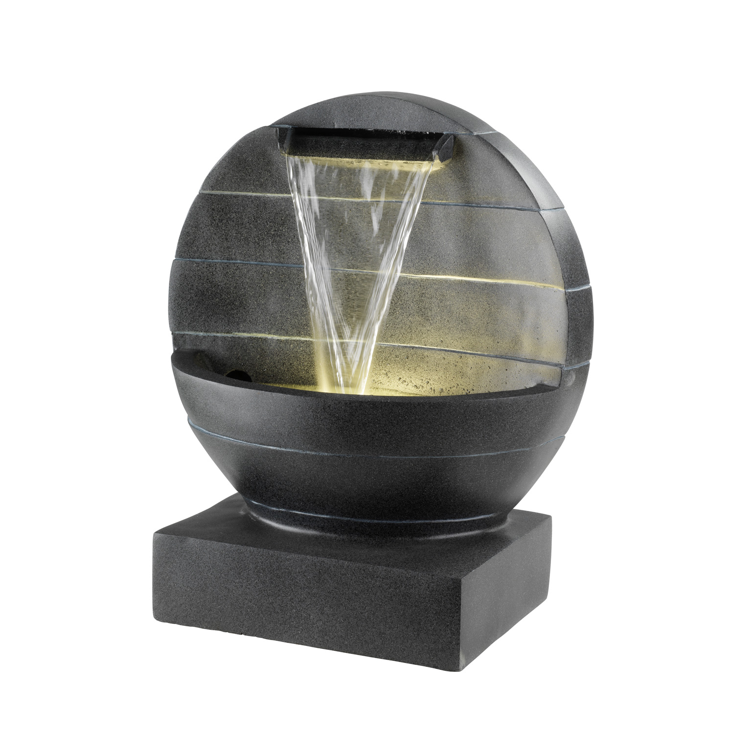 Brunnen - Gartenbrunnen - Polyresin - 6 warmweiße LED - H: 59cm - Außentrafo - anthrazit