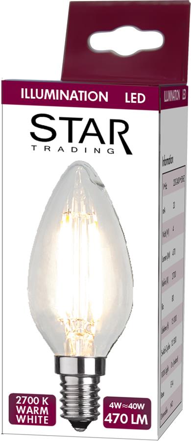 LED Kerzenlampe FILA C35 - E14 - 4W - warmweiss 2700K - 470lm - klar LED Kerzenlampe FILA C35 - E14 - 4W - warmweiss 2700K - 470lm - klar