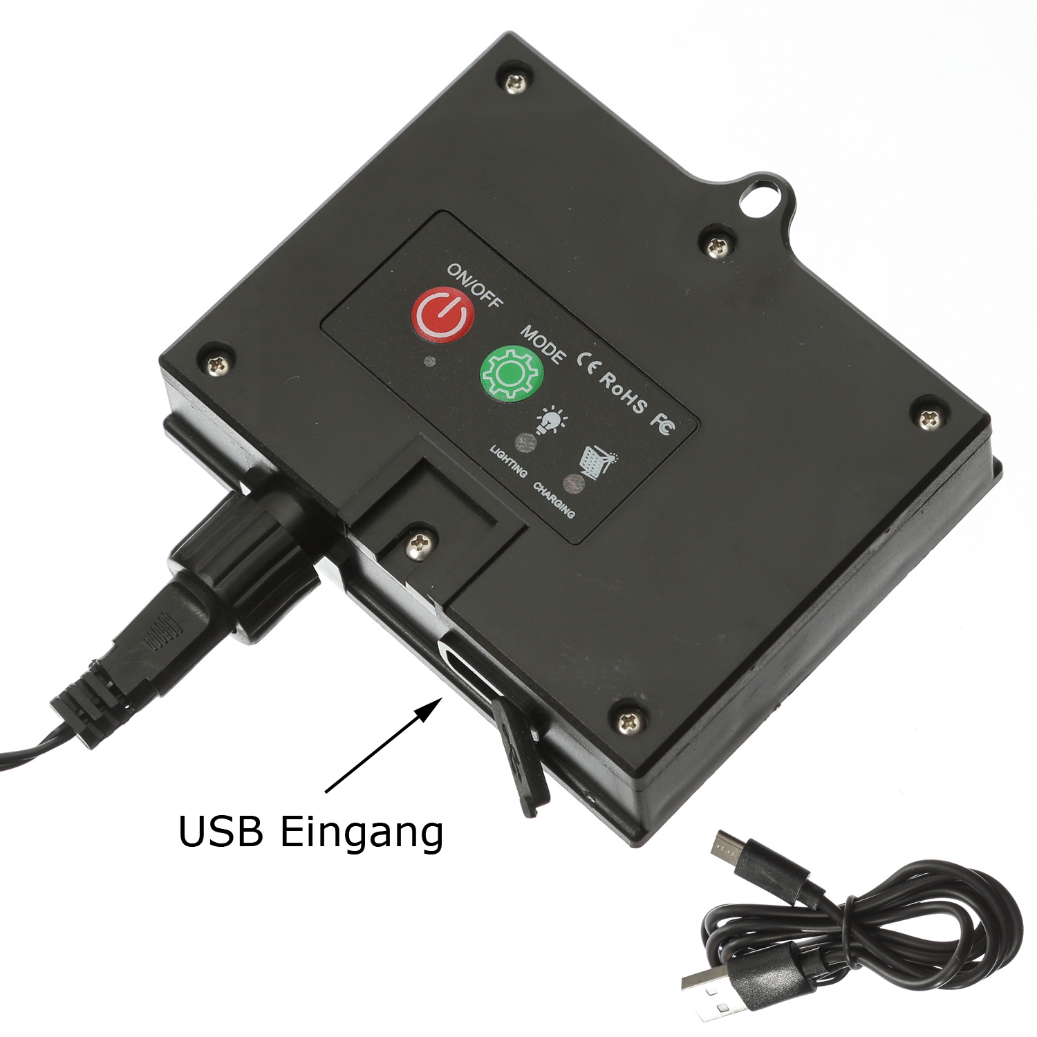 LED Solar Lichterkette - 360 warmweiße LED - 8 Funktionen - L: 27m - per USB aufladbar