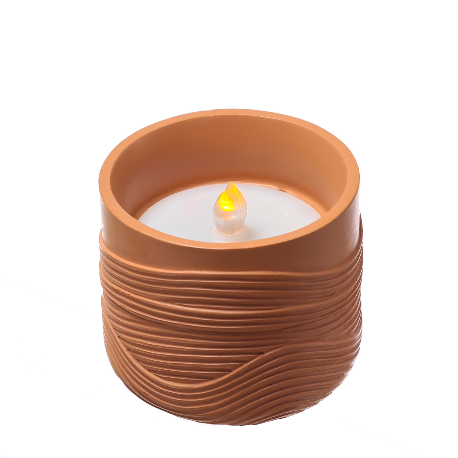 LED Solar Windlicht - Wellenmuster - flackernd - Lichtsensor - H: 8cm - für Außen - terracotta LED Solar Windlicht - Wellenmuster - flackernd - Lichtsensor - H: 8cm - für Außen - terracotta