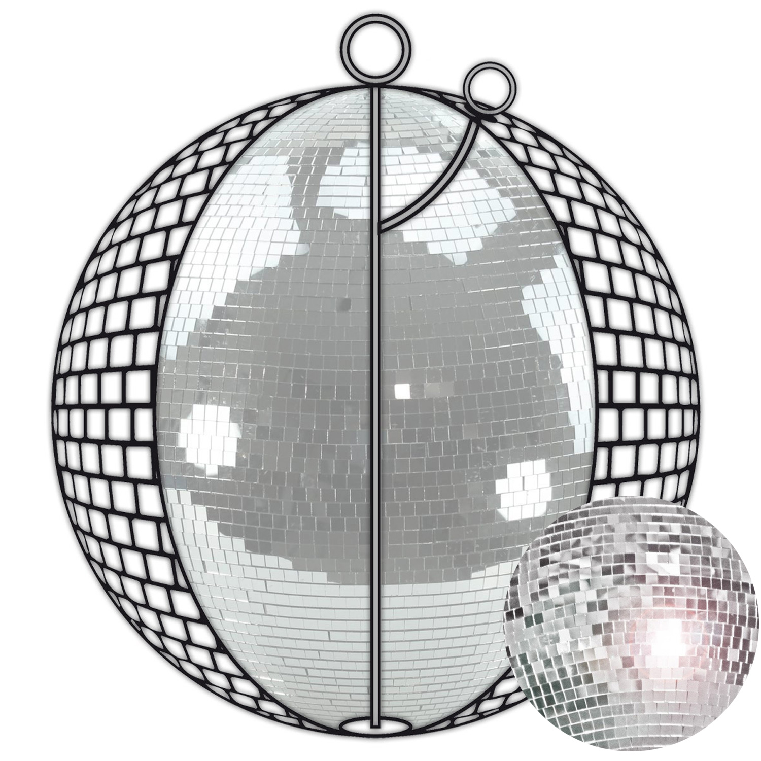 Spiegelkugel 200cm - silber - Diskokugel Echtglas - 20x20mm XL Spiegel - SHOW SERIE Spiegelkugel 200cm - silber - Diskokugel Echtglas - 20x20mm XL Spiegel - SHOW SERIE