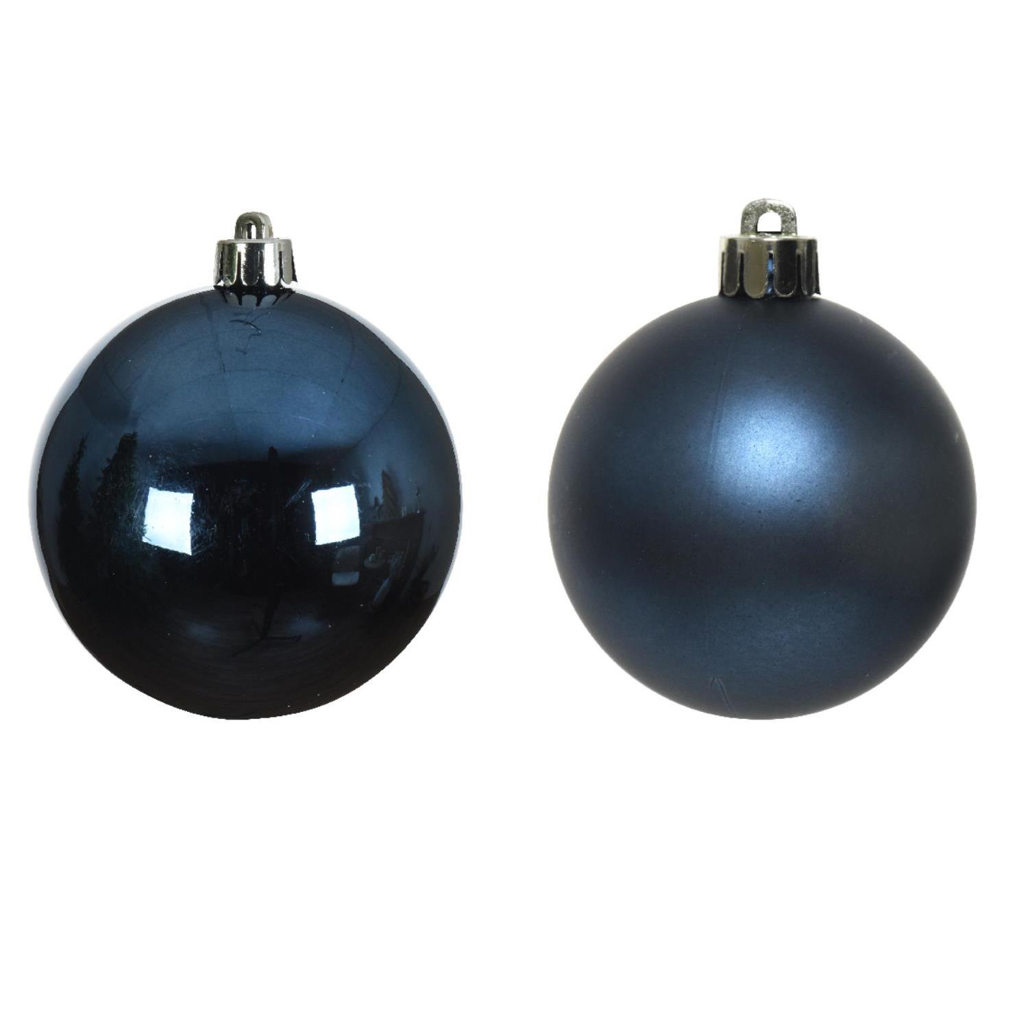 Christbaumkugel - Weihnachtsbaumkugel - bruchfest - D: 10cm - glänzend, matt - dunkelblau - 4er Set