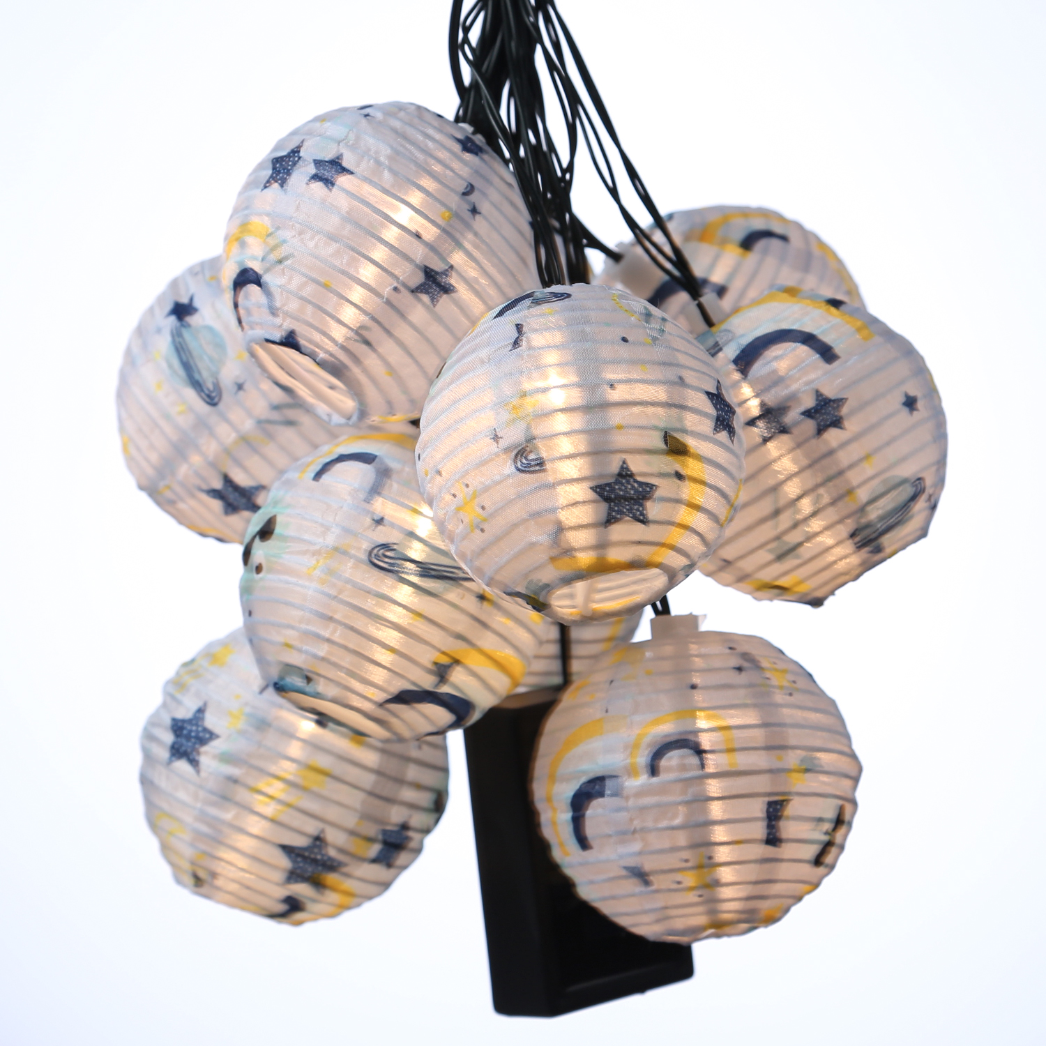 LED Solar Lichterkette LAMPION - Weltall Motiv - 10 LED - L: 4,5m - D: 7,5cm - Sensor - hellblau LED Solar Lichterkette LAMPION - Weltall Motiv - 10 LED - L: 4,5m - D: 7,5cm - Sensor - hellblau