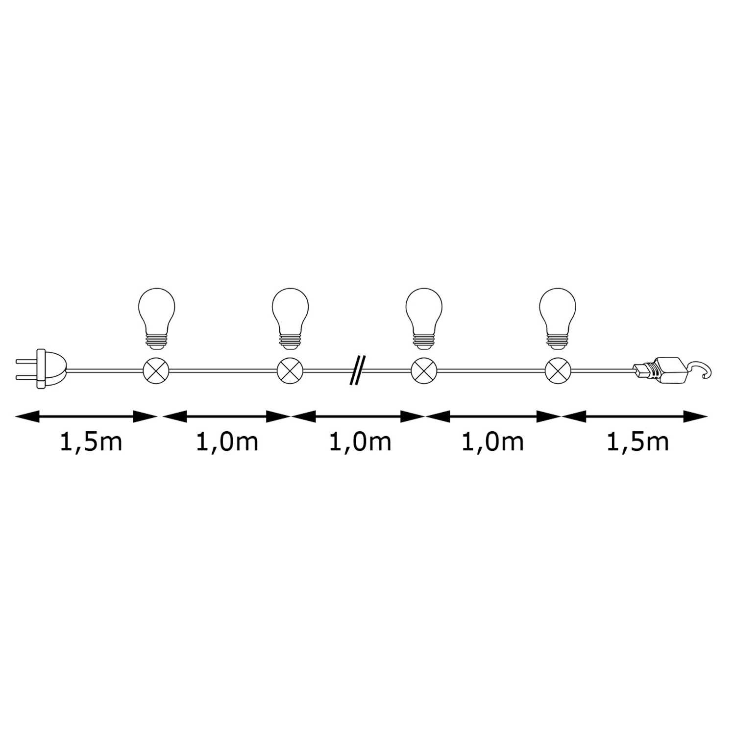 ILLU-Lichterkette BLACKY - 20m - 20xE27 | IP44 | bruchfeste, opale Tropfenlampen warmweiß | SATISFIRE ILLU-Lichterkette BLACKY - 20m - 20xE27 | IP44 | bruchfeste, opale Tropfenlampen warmweiß | SATISFIRE