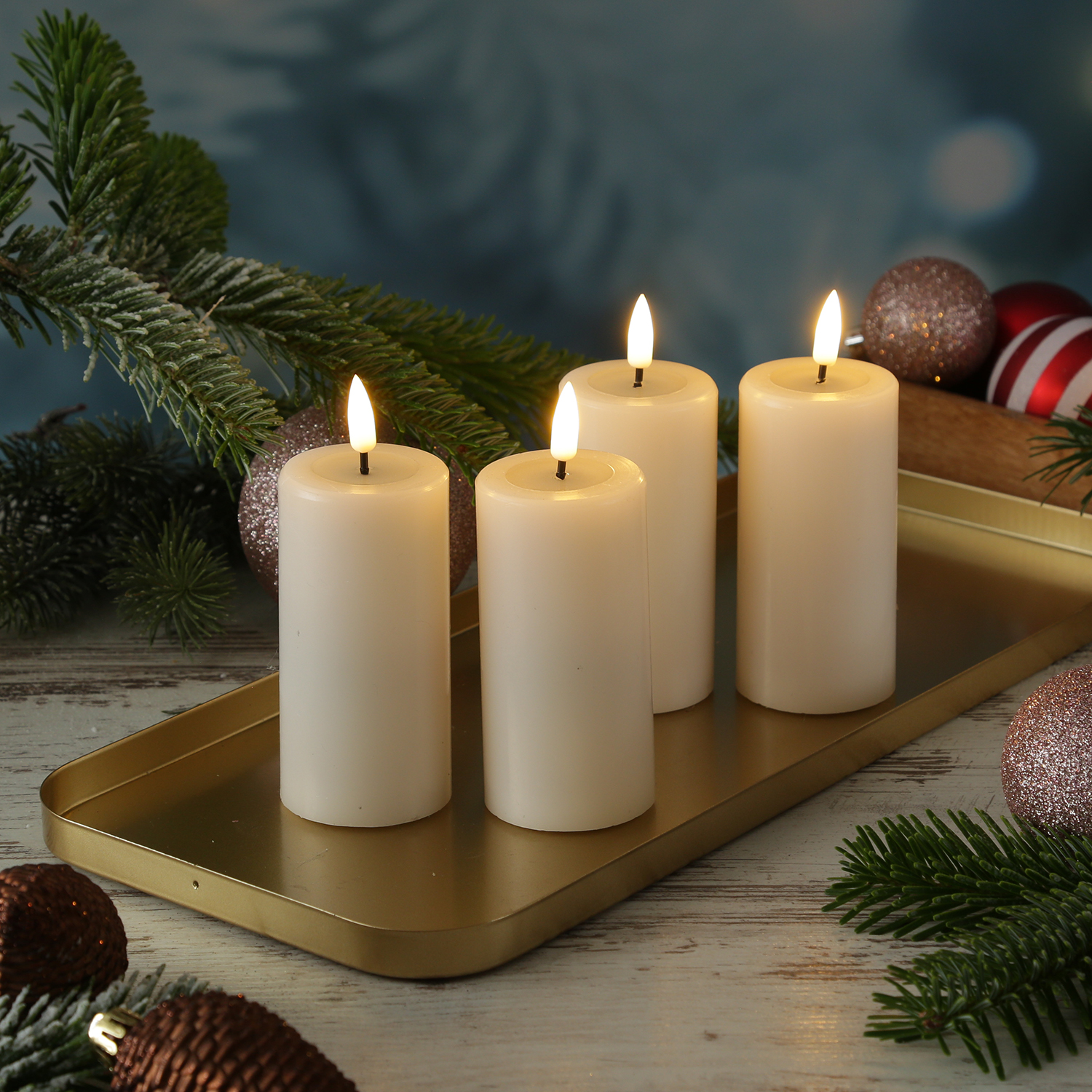 LED Kerzenset MIA - Echtwachs - H: 10cm/D: 5cm - mit Batterien/Fernbedienung - creme - 4er Set LED Kerzenset MIA - Echtwachs - H: 10cm/D: 5cm - mit Batterien/Fernbedienung - creme - 4er Set