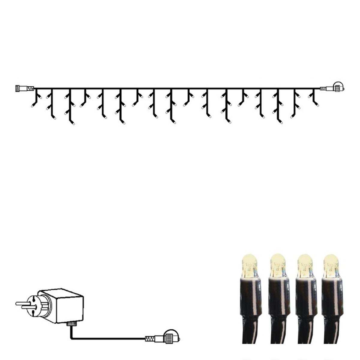 System 24 Starterset - LED Lichtervorhang Eisregen mit Trafo - Icicle 3x0,4m - koppelbar - 49WW LED System 24 Starterset - LED Lichtervorhang Eisregen mit Trafo - Icicle 3x0,4m - koppelbar - 49WW LED
