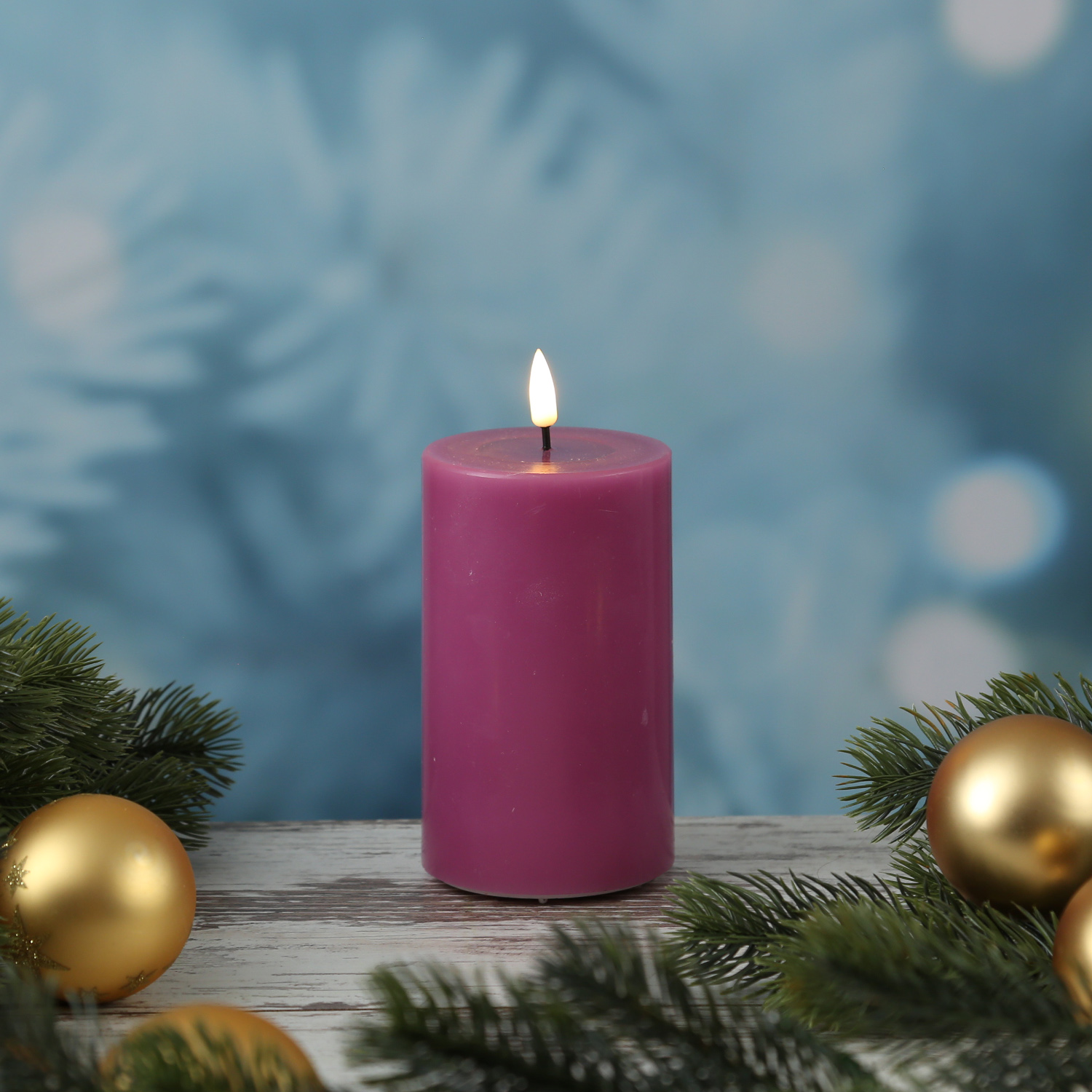 LED Stumpenkerze MIA - Echtwachs - realistische 3D Flamme - H: 12,5cm - D: 7,5cm - malve LED Stumpenkerze MIA - Echtwachs - realistische 3D Flamme - H: 12,5cm - D: 7,5cm - malve