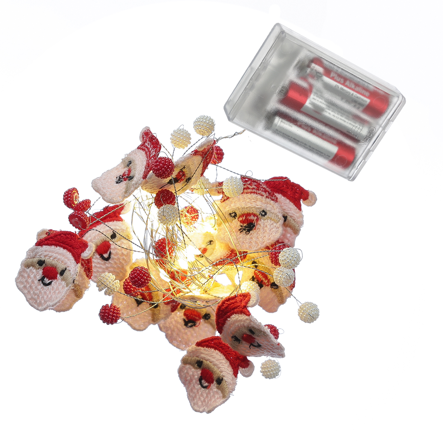 LED Drahtlichterkette Nikolaus - 20 warmweiße LED - L: 1,9m - Timer - Batteriebetrieb - weiß, rot LED Drahtlichterkette Nikolaus - 20 warmweiße LED - L: 1,9m - Timer - Batteriebetrieb - weiß, rot