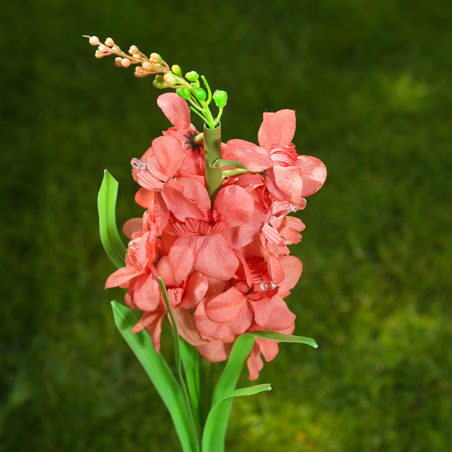 LED Solar Gartenstecker Blume GLADIOLE - 10 warmweiße LED - H: 81cm - Lichtsensor - rot