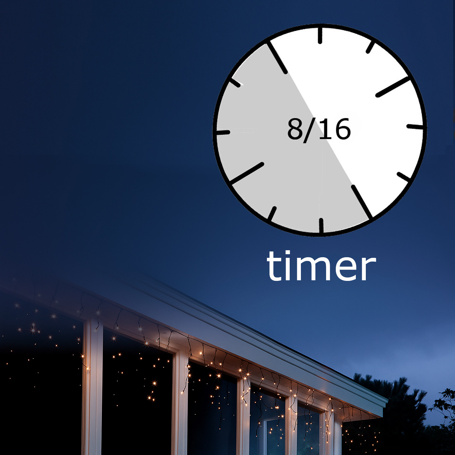 LED Lichtervorhang Eisregen - 490 bernstein LED - L: 20m, H: 50cm - Timer - 8 Funkt. -  Innen/Außen