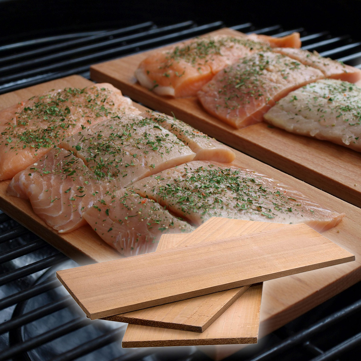 Zedernholz Planken 3 Stück - 30x13x1cm - Für herrliches Raucharoma - Grillbretter