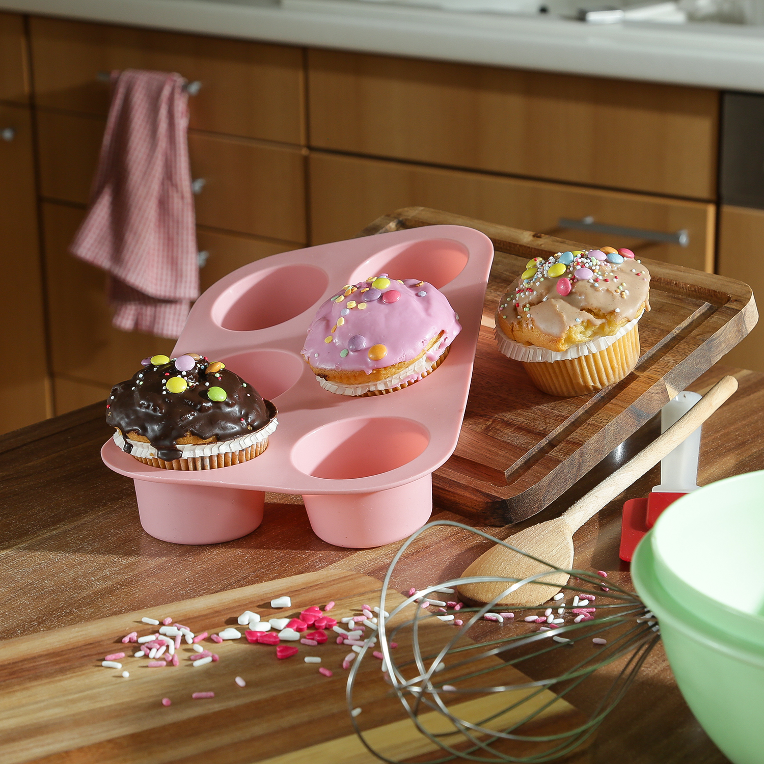 Muffinform Silikon 6er rosa - Platinum Silikon, spülmaschinenfest