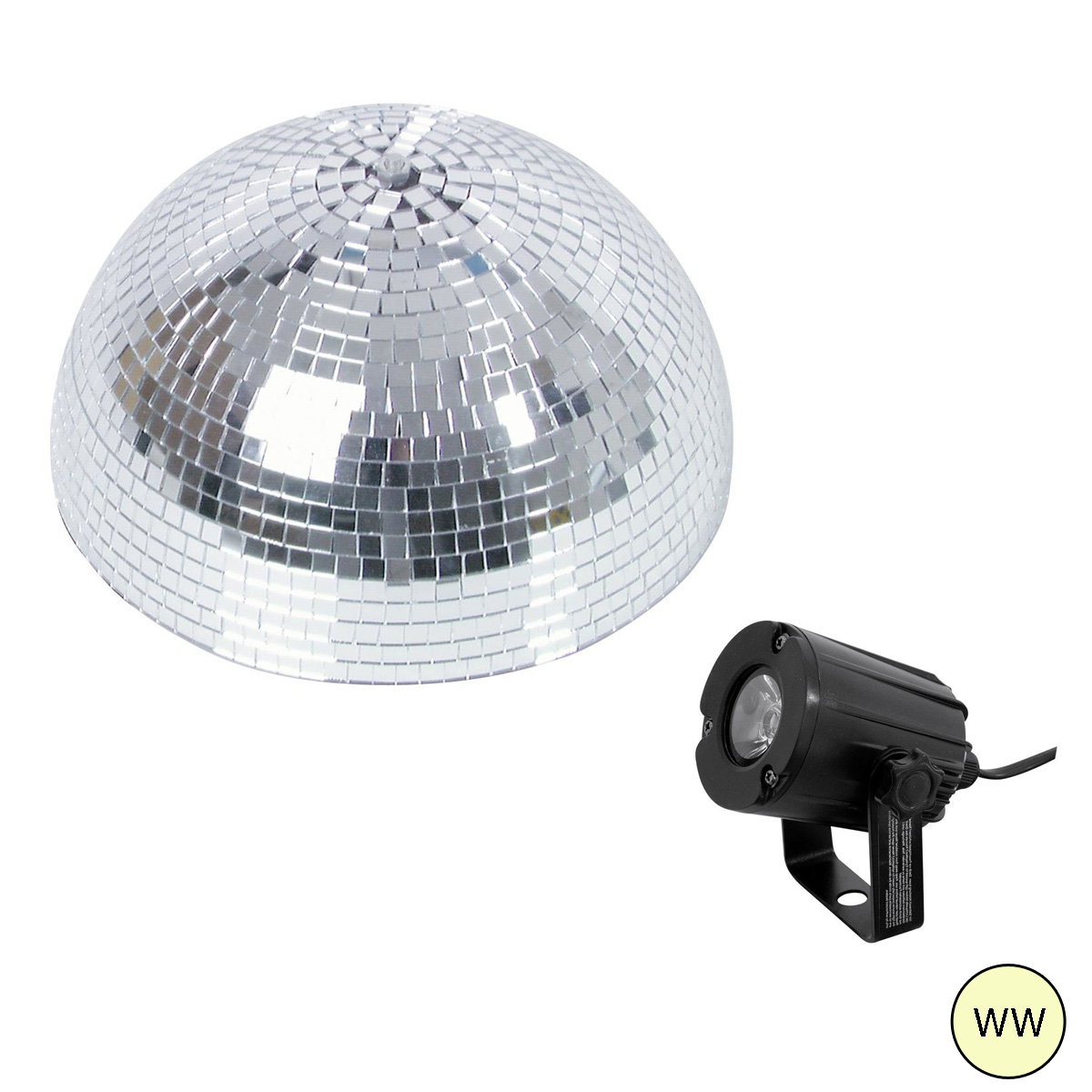 Spiegelkugel Komplettset - Discokugel, Motor, Pinspot, Montagematerial für Diskokugel - Mirrorball Set - Partyset
